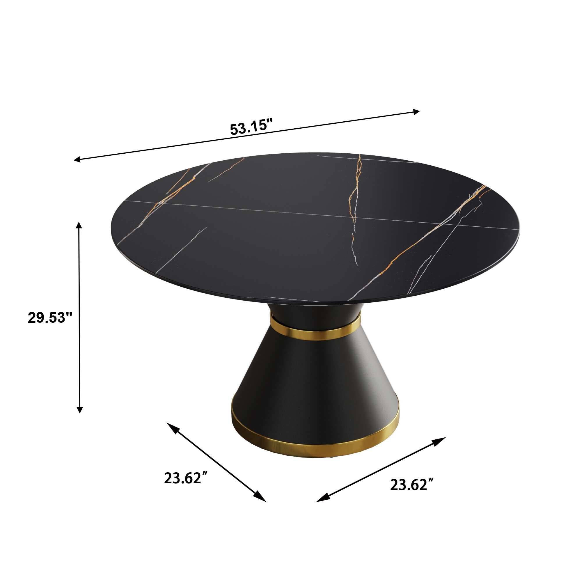 Round Marble Dining Table, Sintered Stone Table Top with Pedestal