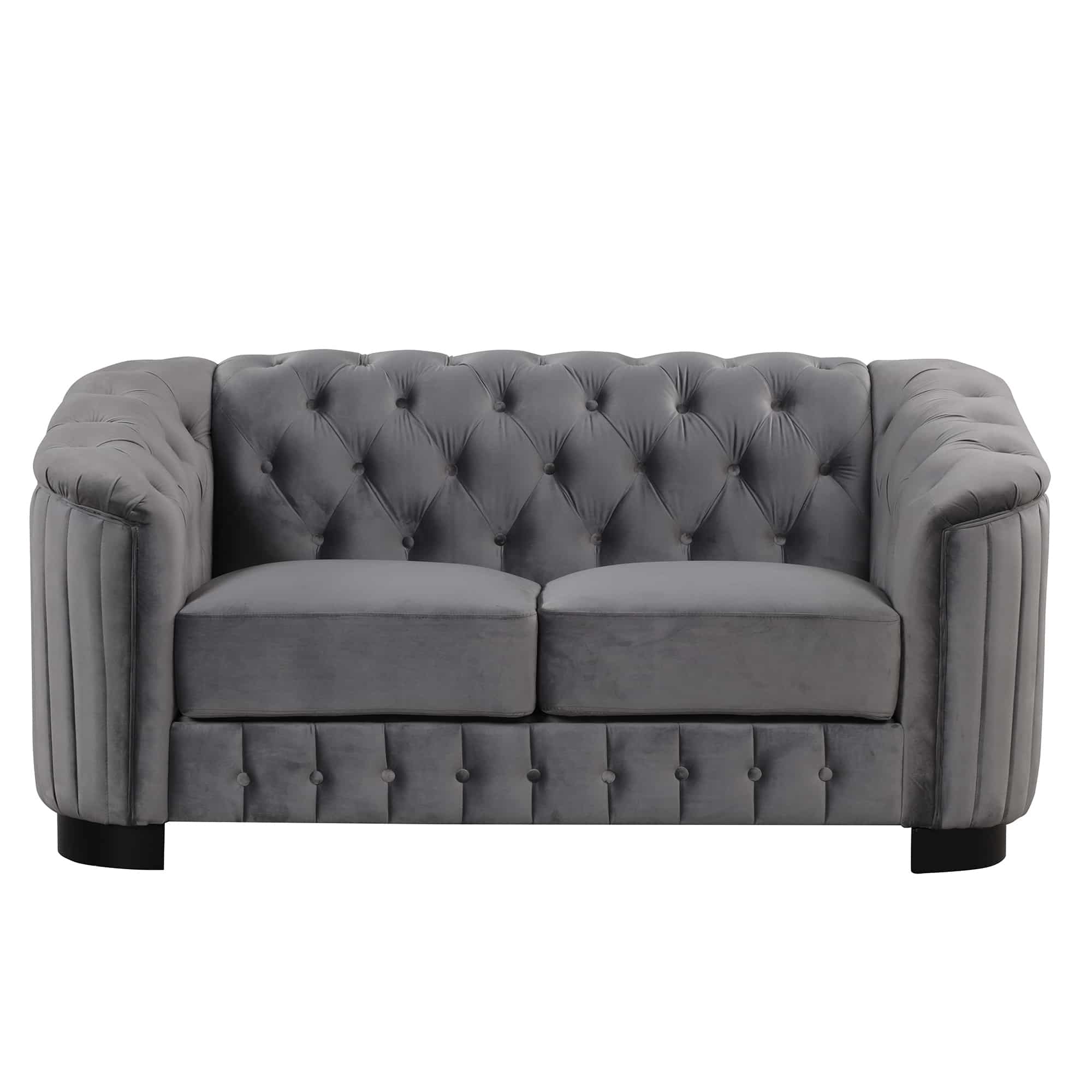 Velvet Upholstered Loveseat Sofa, Modern Button Tufted Back Sofa with Thick Removable Seat Cushion, 2-Person Loveseat Sofa Couch