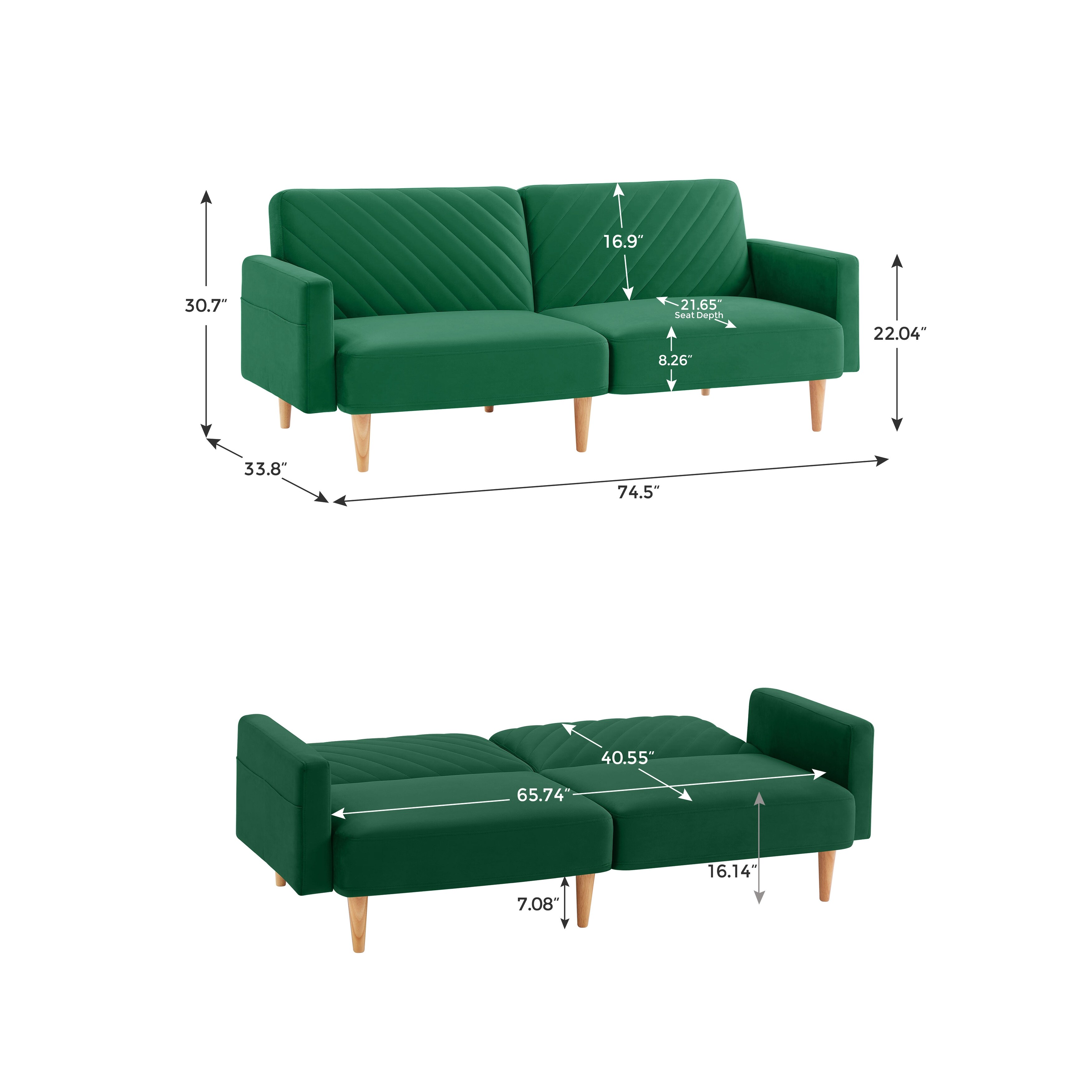 VANOMi Modern Convertible Sofa Bed