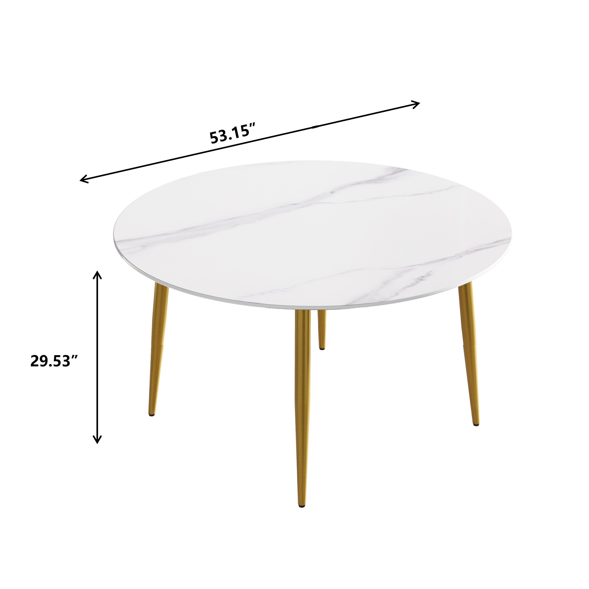 53'' Modern Sintered Stone Round Dining Table with Carbon Steel Legs