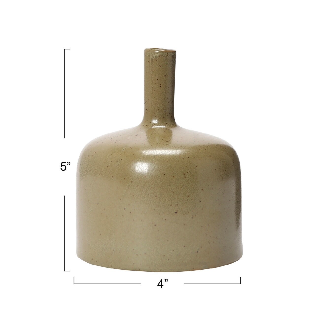 Stoneware Vase with Tall Neck and Reactive Glaze