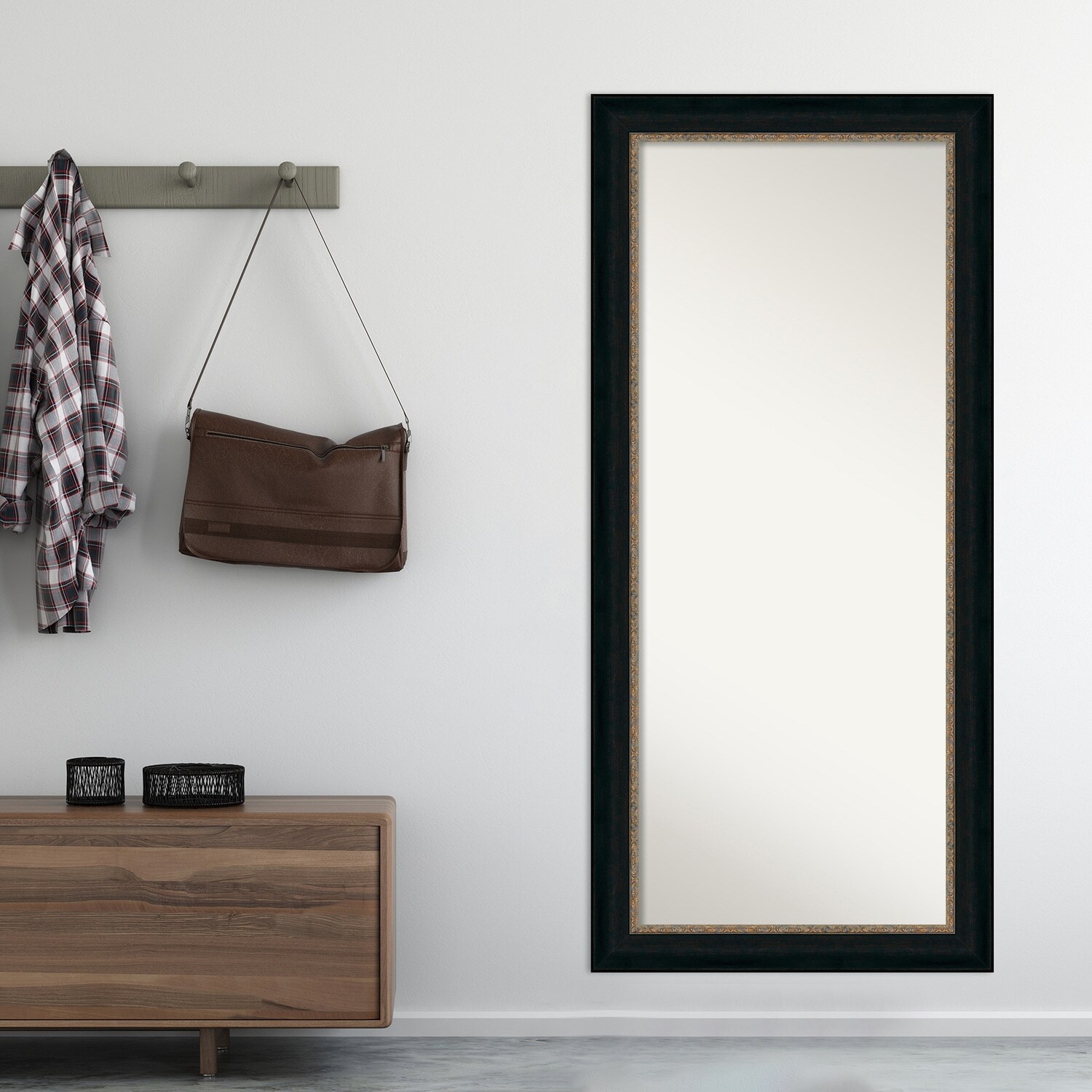 Non-Beveled Wood Full Length Floor Leaner Mirror - Paragon Bronze Frame - Paragon Bronze - Glass Size 24 x 60