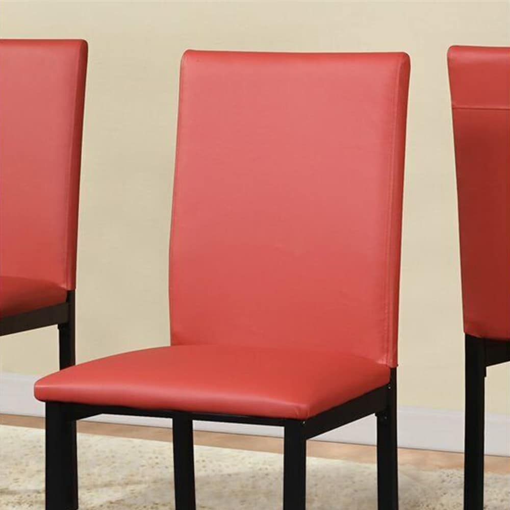 Set of 4 Faux Leather Dining Chair Red - 22x36
