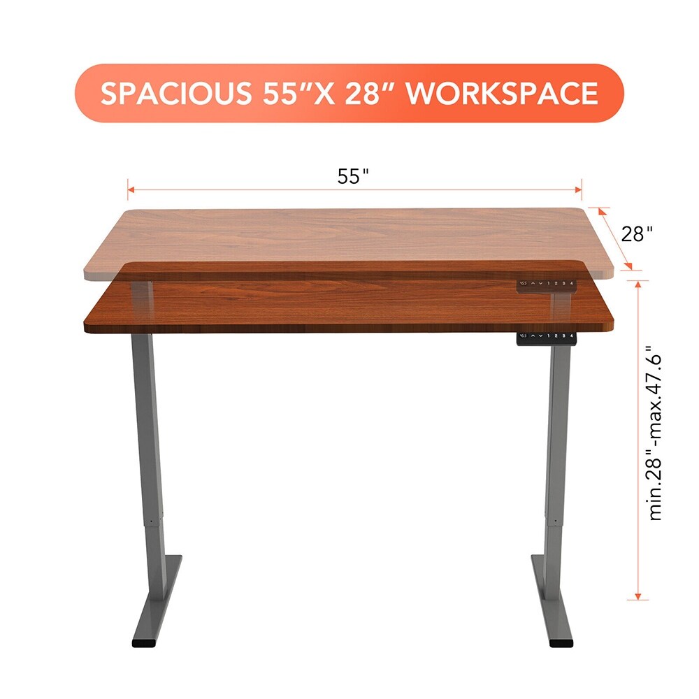 Ergonomic 55" Standing Desk Height Adjustable Desk Mahogany