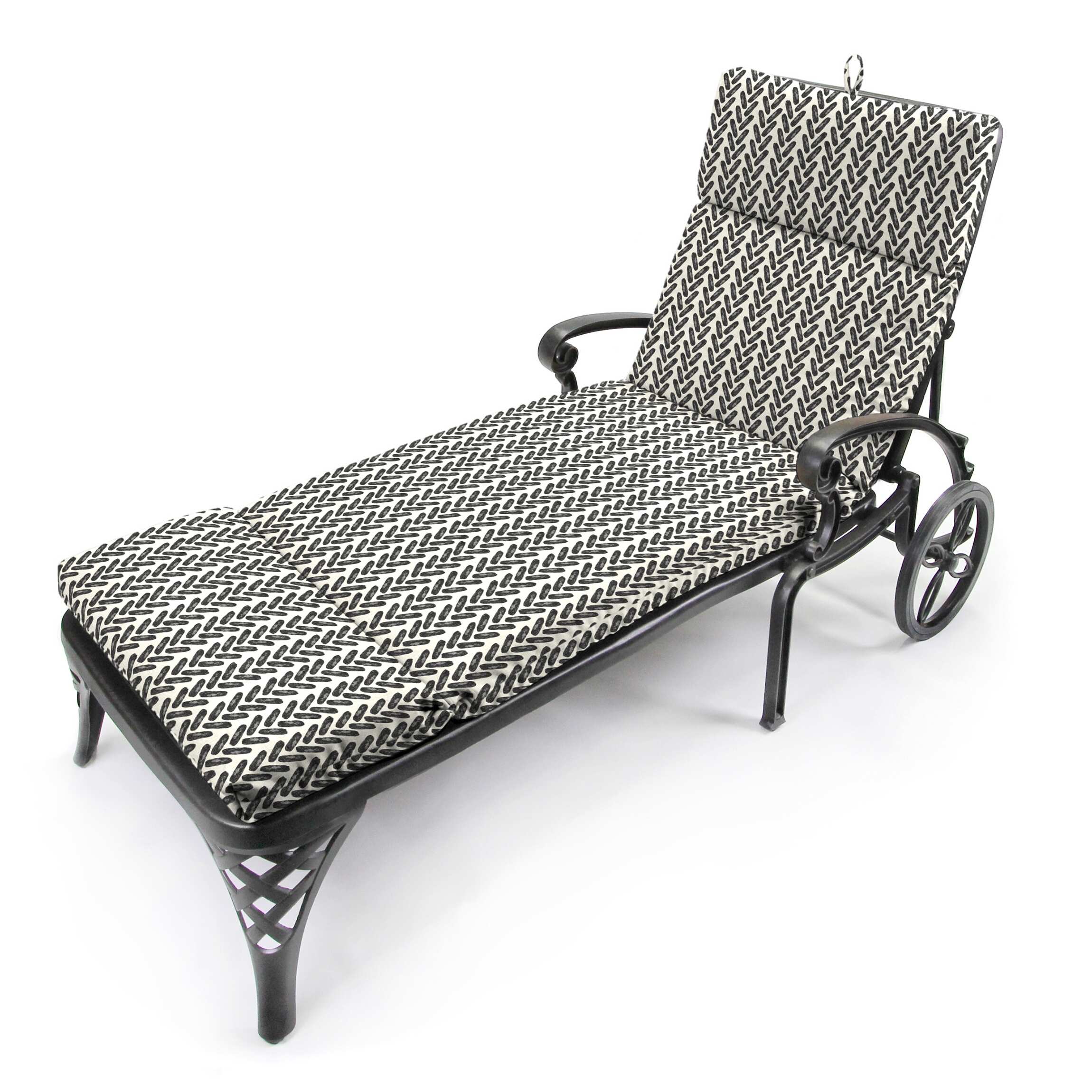 72" x 22" Black Geometric Outdoor Chaise Lounge Cushion - 72'' L x 22'' W x 3.5'' H