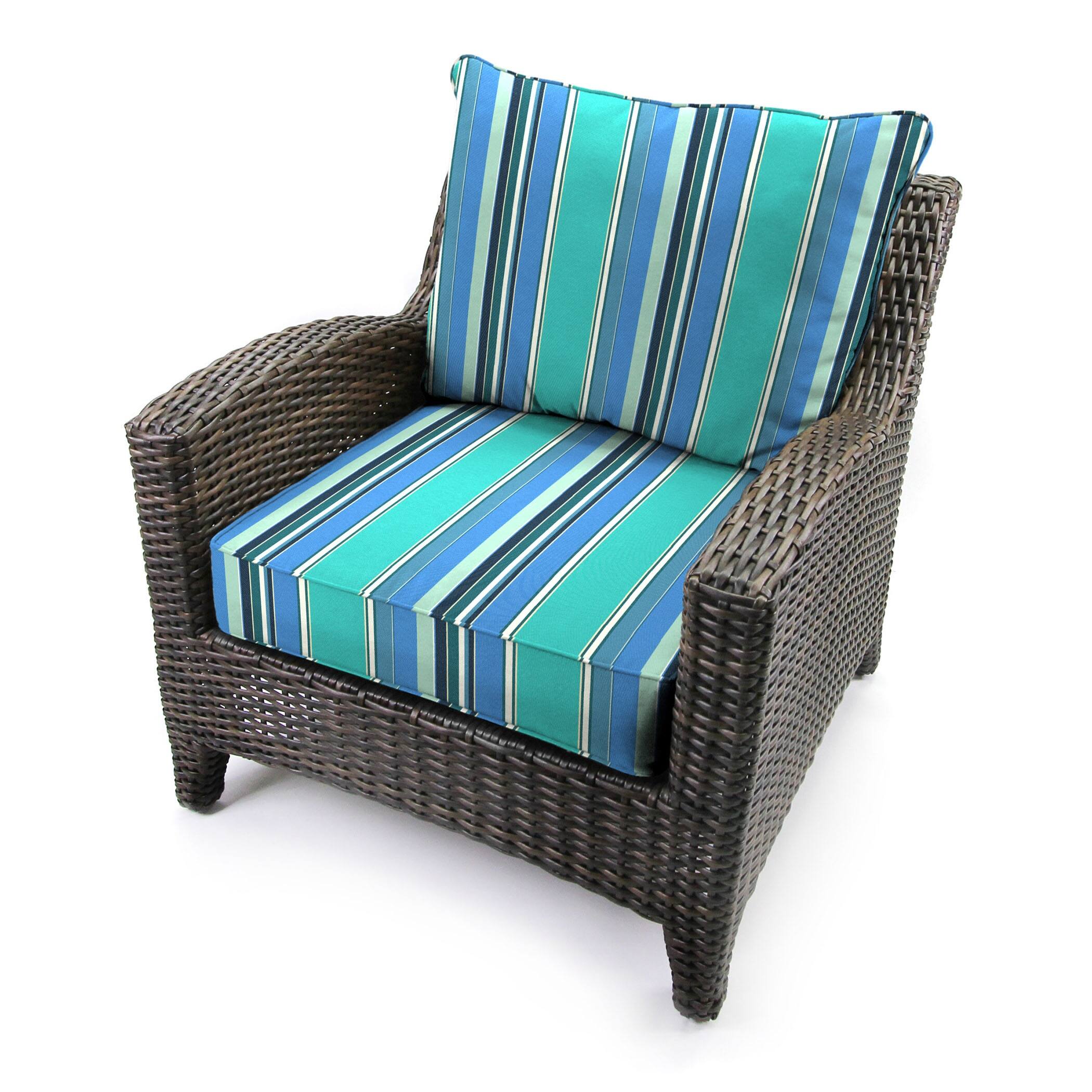 Sunbrella 24" x 46.5" Multicolor Stripe Outdoor Deep Seat Cushion Set - 46.5'' L x 24'' W x 6'' H