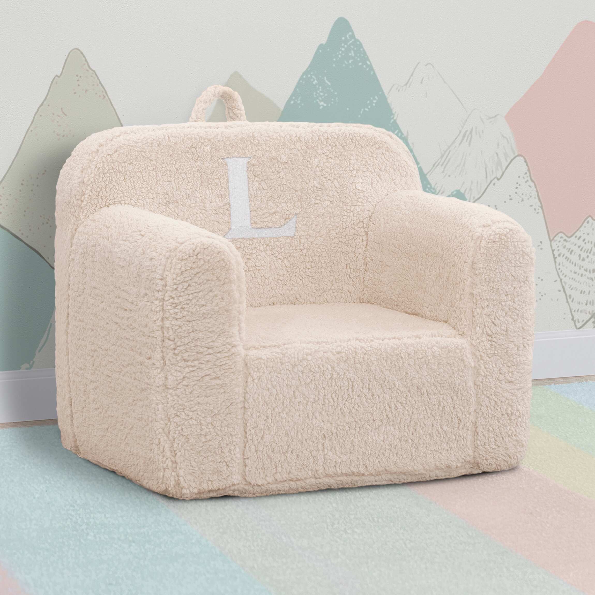 Personalized Monogram Cozee Sherpa Chair - Customize with Letter A - Foam Kids Chair for Ages 18 Months and Up