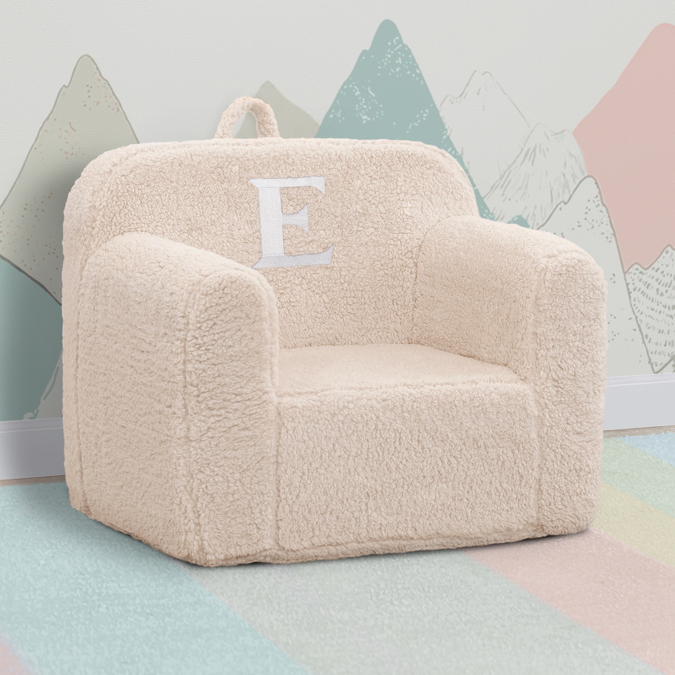 Personalized Monogram Cozee Sherpa Chair - Customize with Letter E - Foam Kids Chair for Ages 18 Months and Up