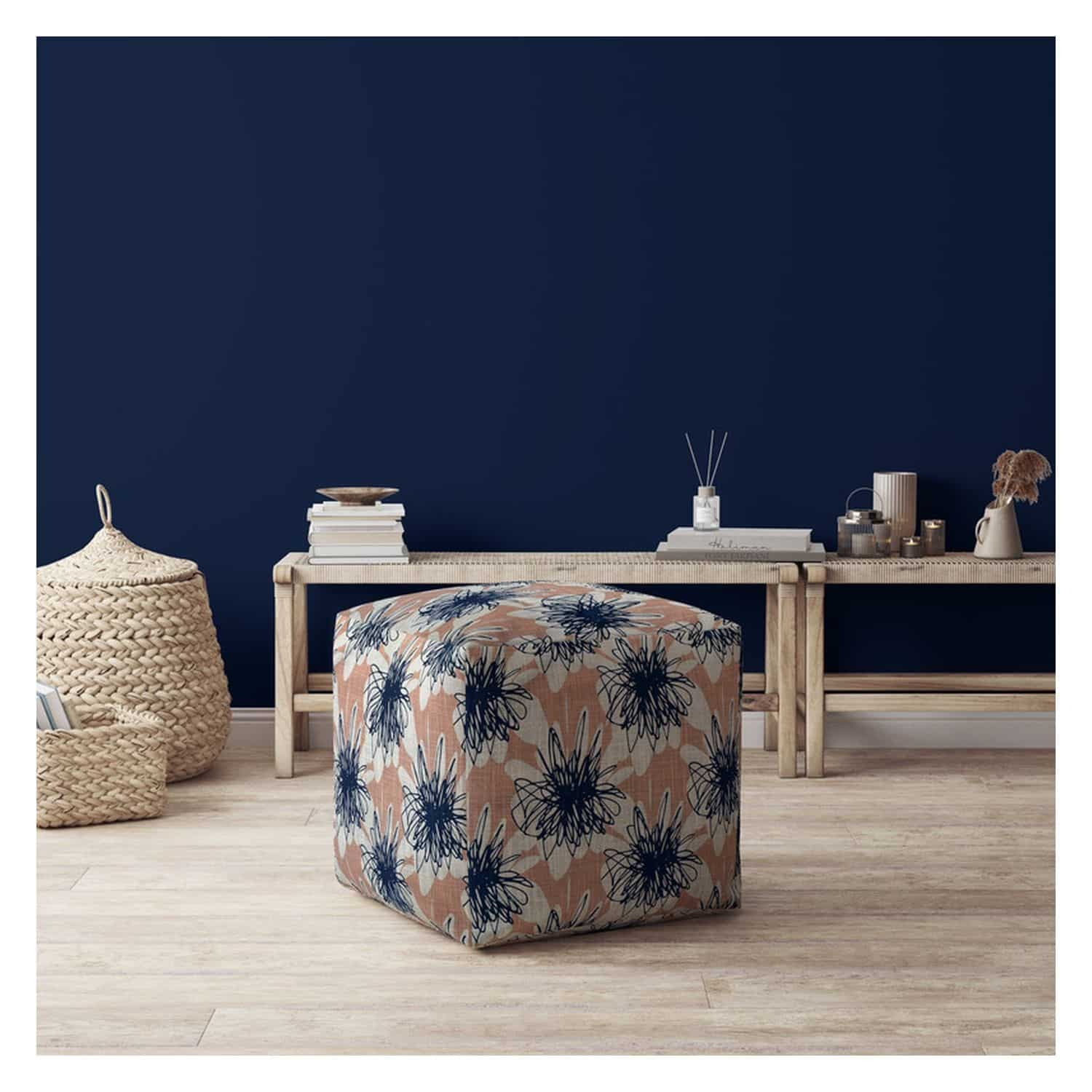 Joita Indoor Munity Square Zipper Pouf 17" x 17"