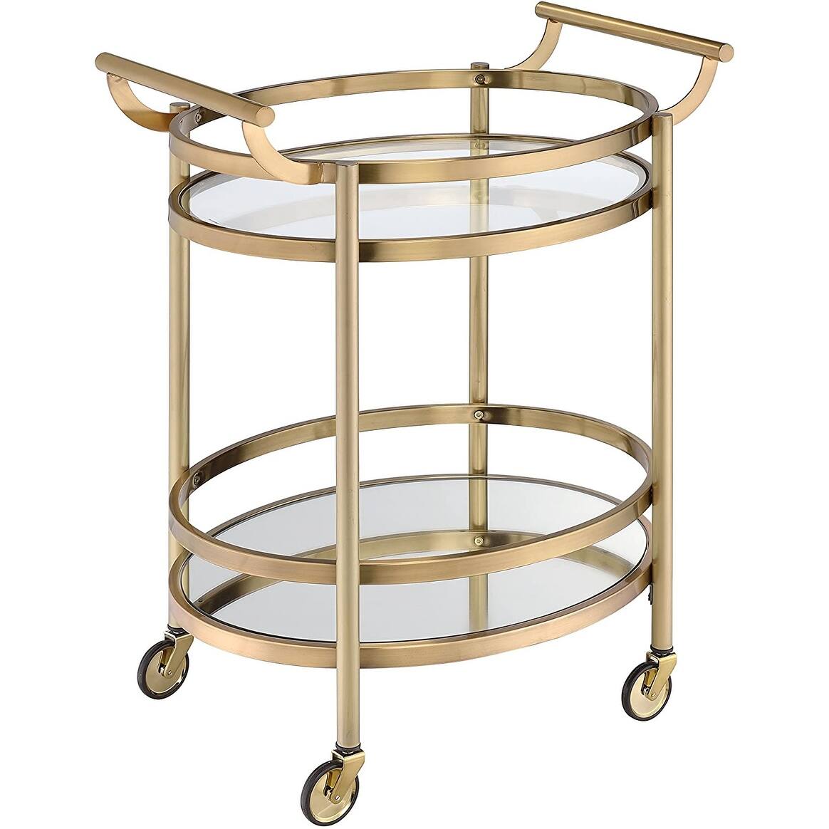 Serving Cart with 2 5mm Clear Tempered Glass Shelves