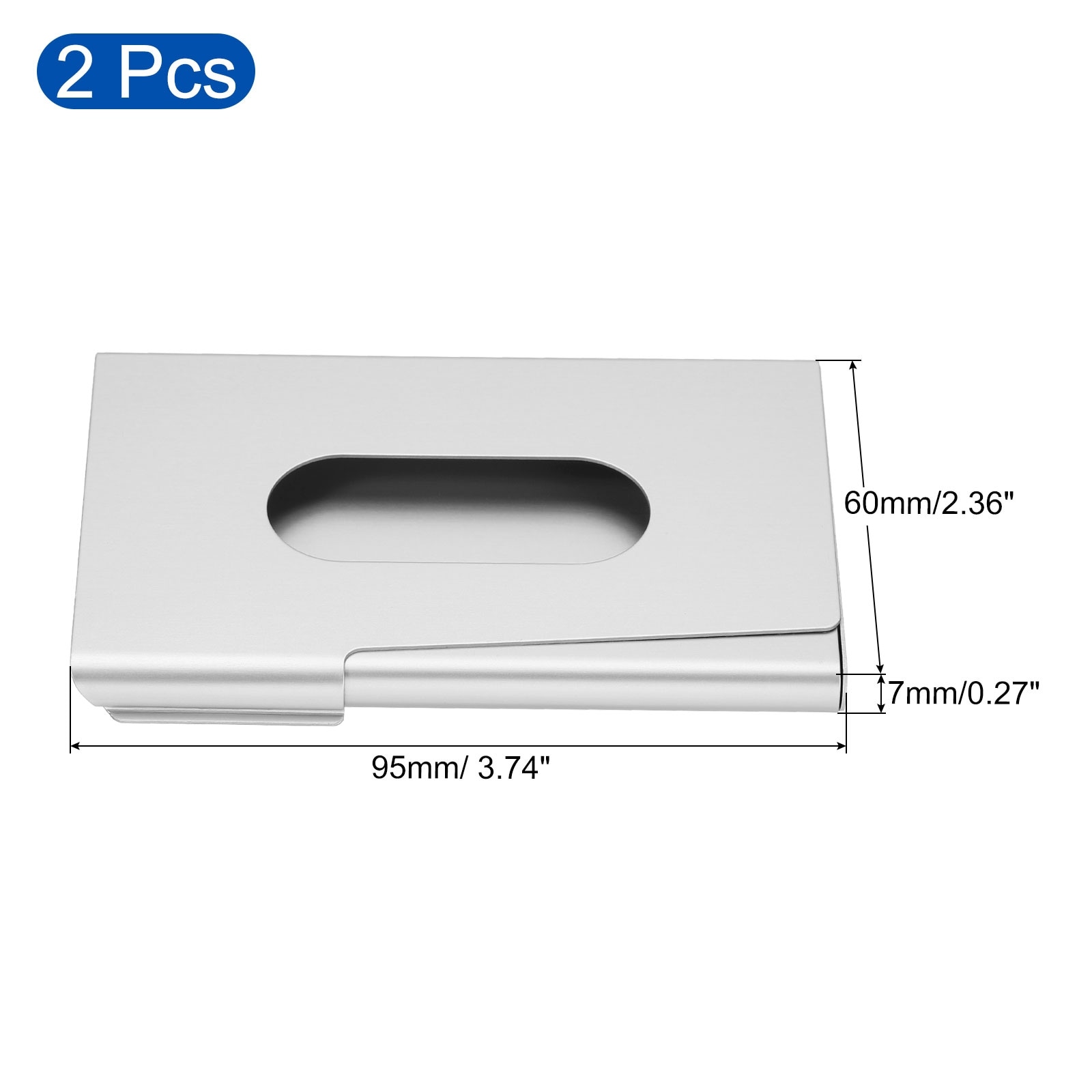 2pcs 3.7x2.3x0.2 Inch Business Card Holder Alloy Name Cards Case