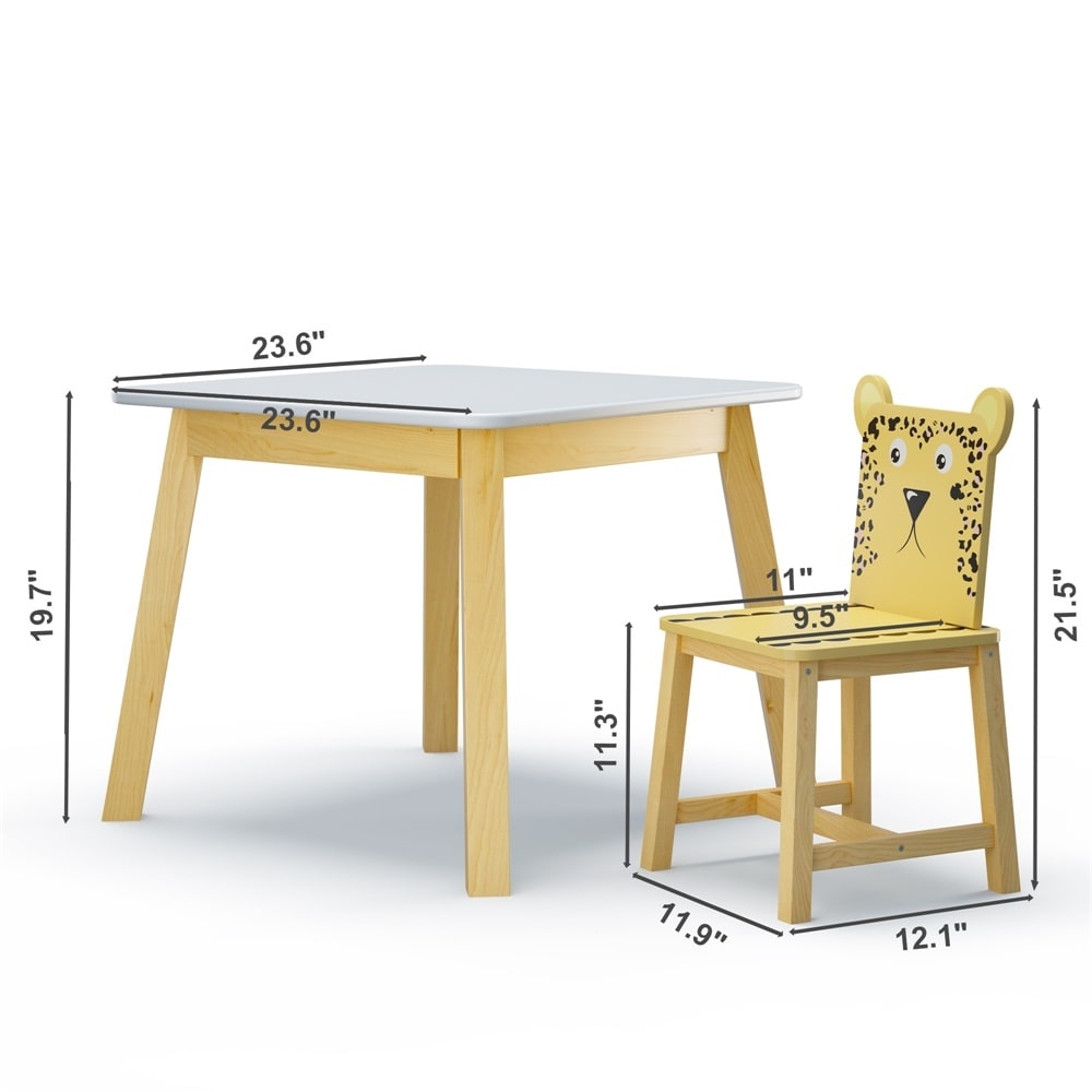 Five-piece Kid's Table and Chair Set with Cartoon Animal Patterns