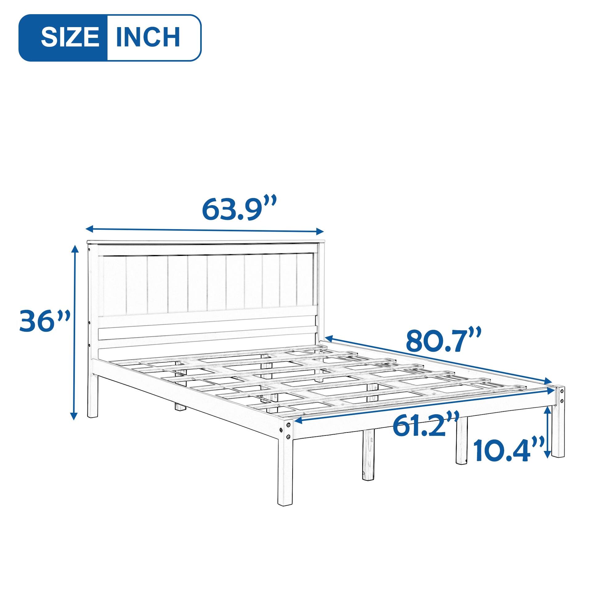 Modern Rustic Style Platform Bed Frame with Headboard&Wood Slat Support, No Box Spring Needed, Queen