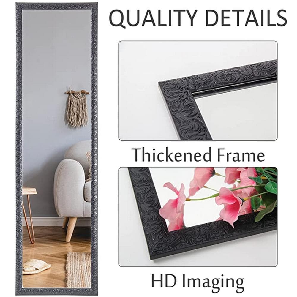 50x14in Full Length Mirror with Float Framed Wall Mounted Mirror