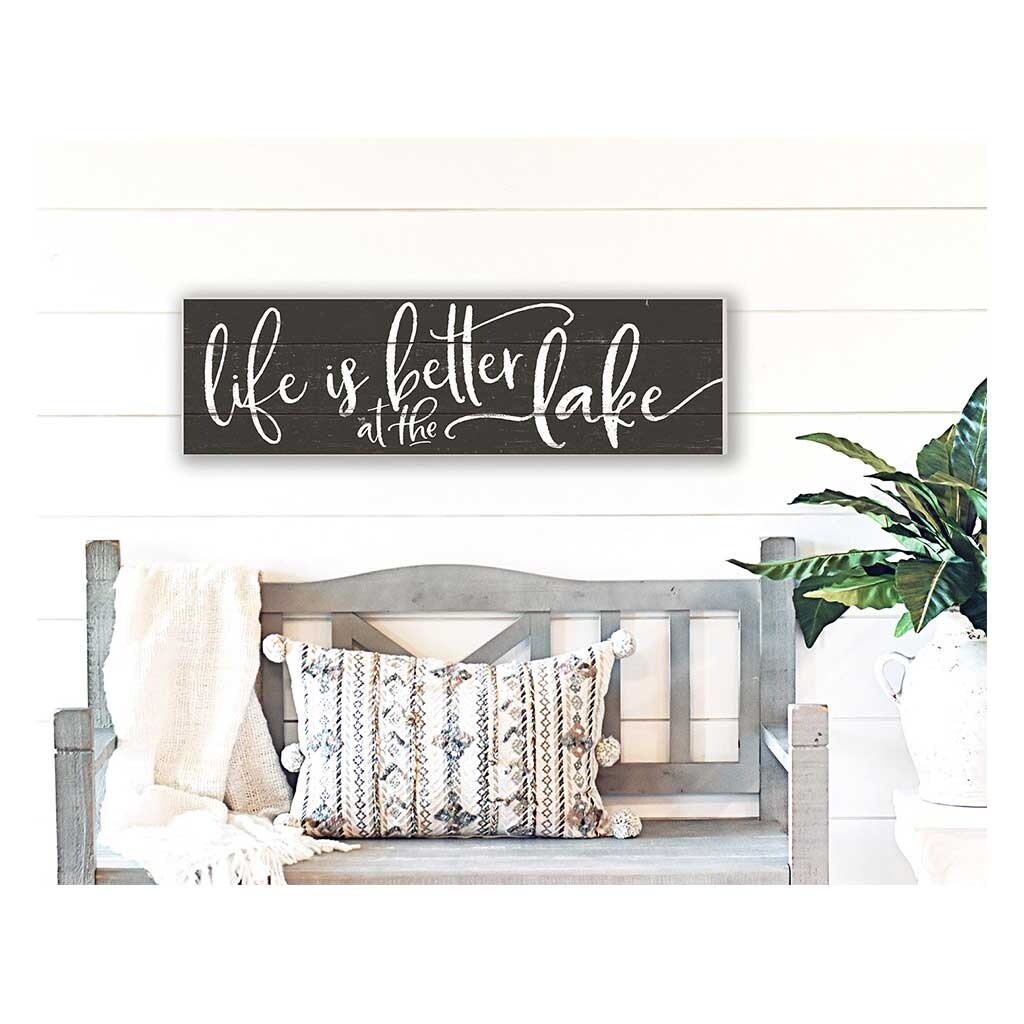 35" Black and White "Life is Better at the Lake" Outdoor Wall Sign