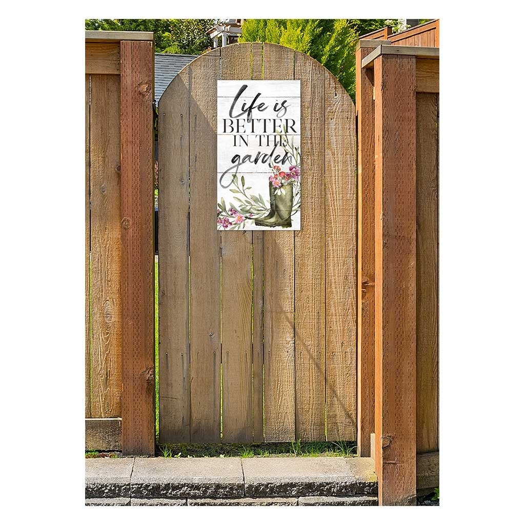 20" White and Green "Life is Better in the Garden" Outdoor Wall Sign