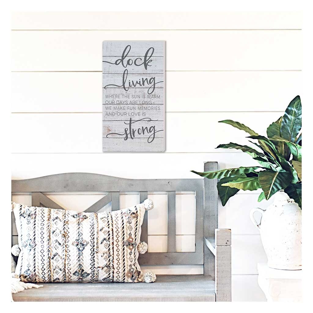 20" White and Gray "Dock Living Strong" Outdoor Wall Sign