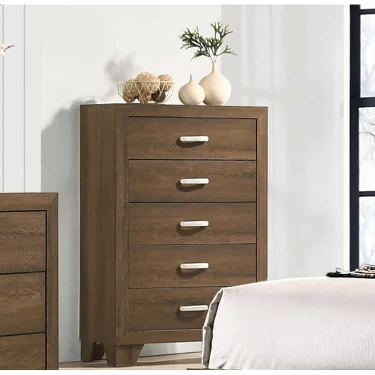Modern Solid Wood Chest with 5 Drawers
