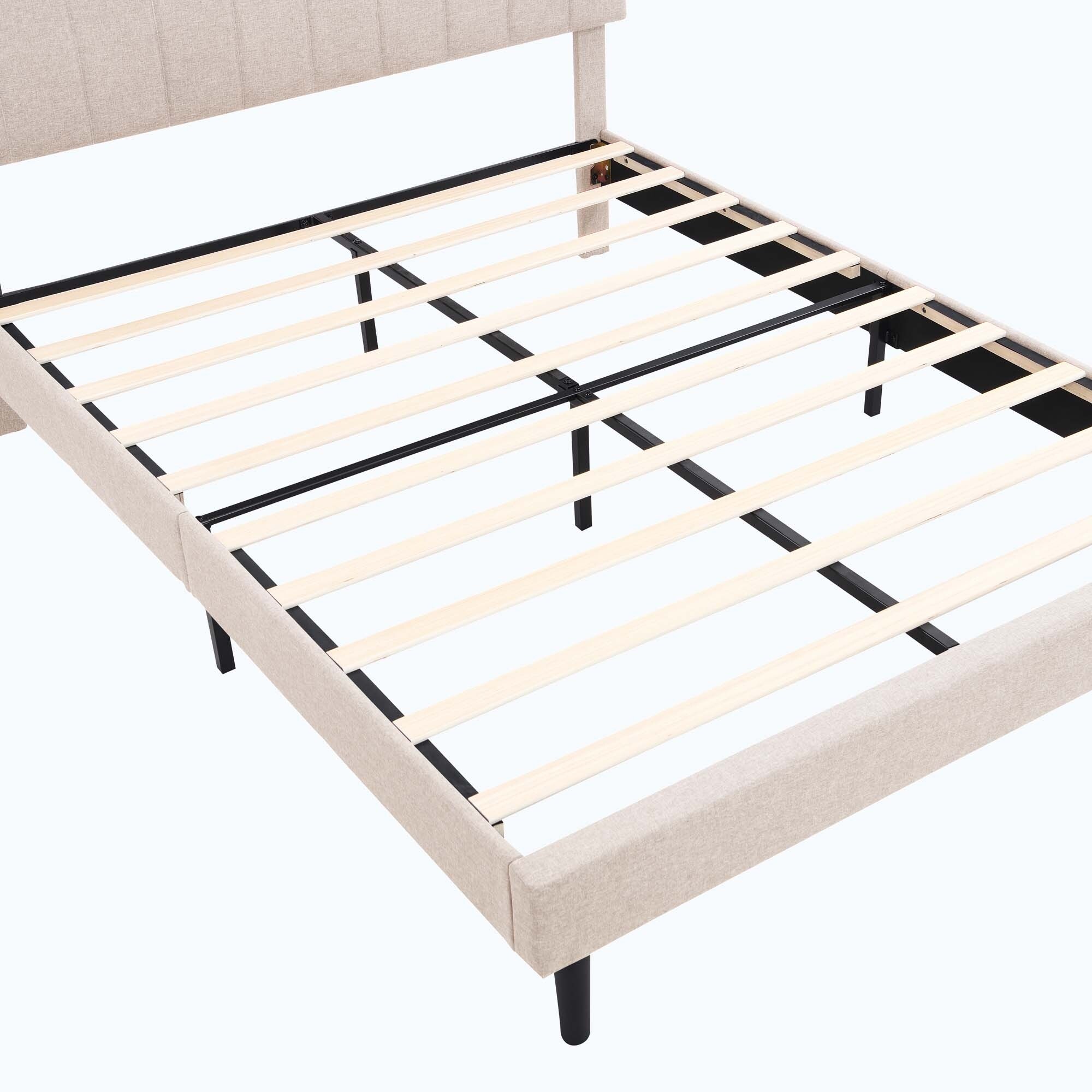 Versatile Upholstered Platform Bed with Storage Headboard and USB Port