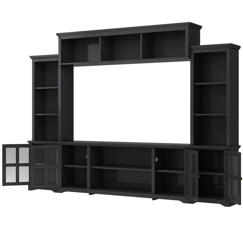 Modern Wall Unit with Bridge, TV Console Table for TVs Up to 70"