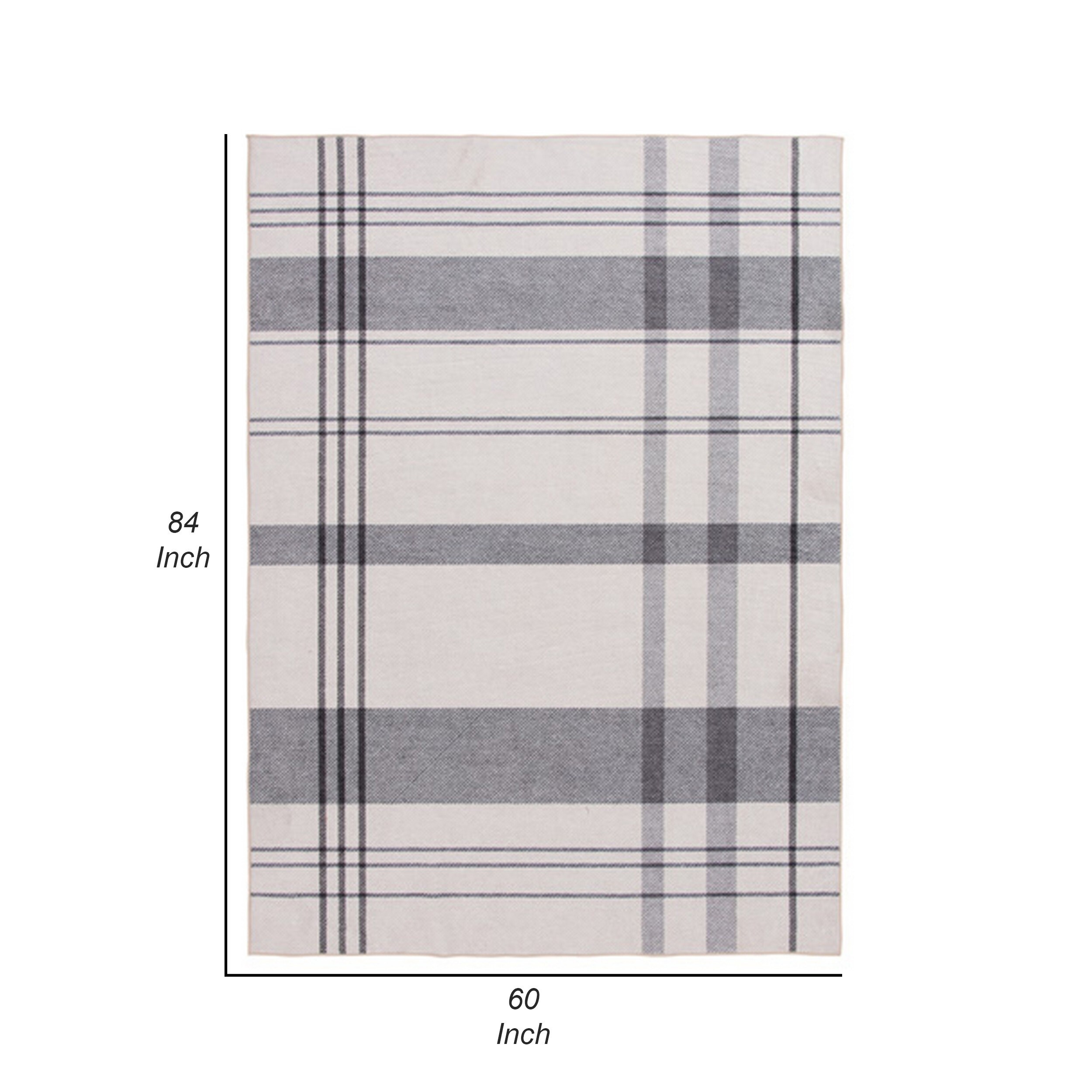 Kay 5 x 7 Area Rug, Classic Plaid Print, Soft Gray and White Polyester - 5' x 7'