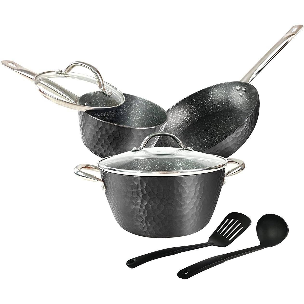 Basics Non-Stick Cookware Set, Pots, Pans - 7-Piece Set (7 Pieces Copper)