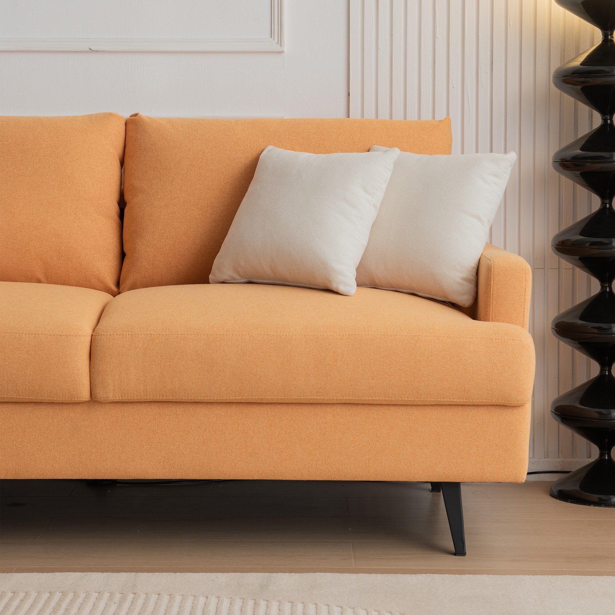 Modern Fabric Upholstered Loveseat with Metal Legs