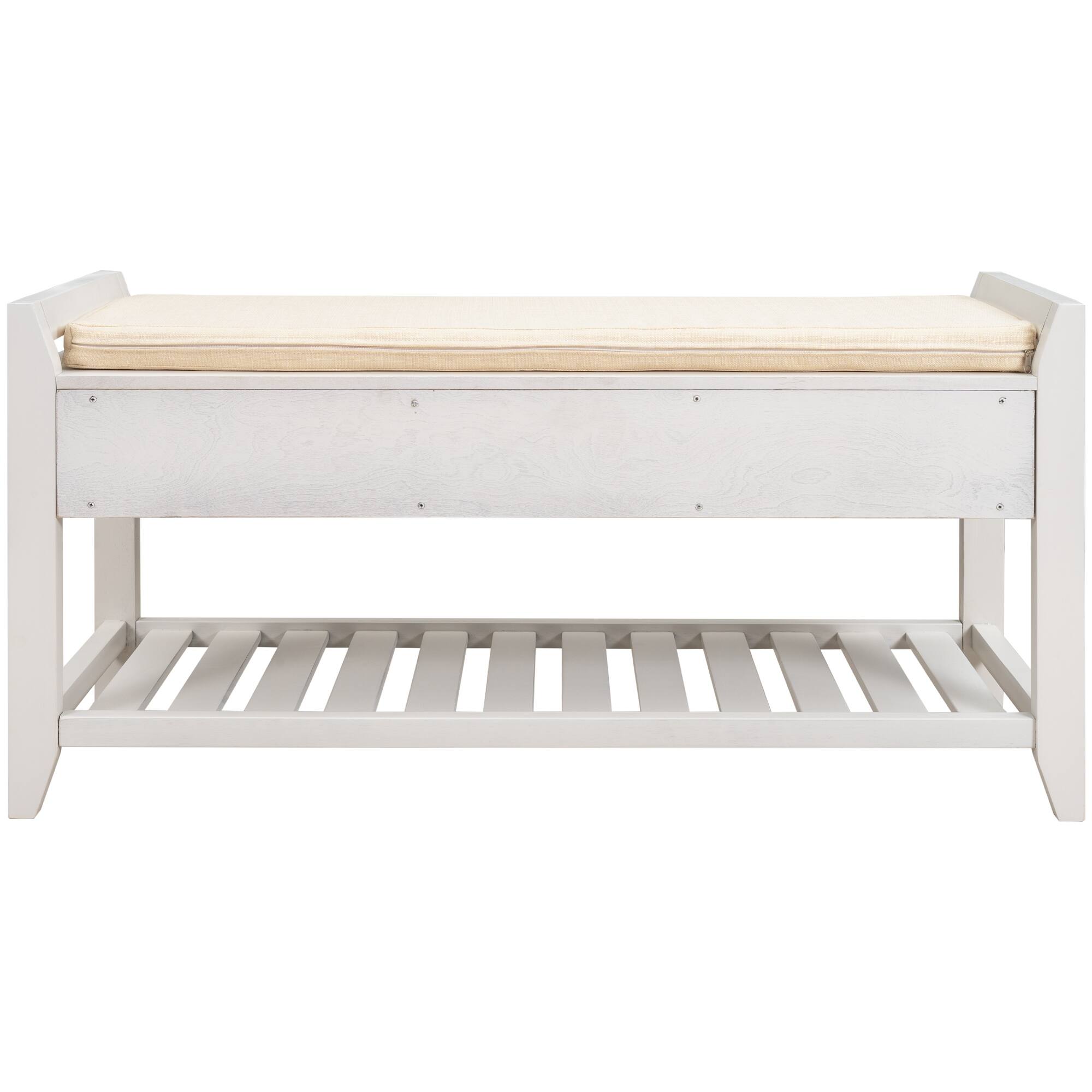 Shoe Rack with Cushioned Seat and Drawers, Multipurpose Entryway Storage Bench