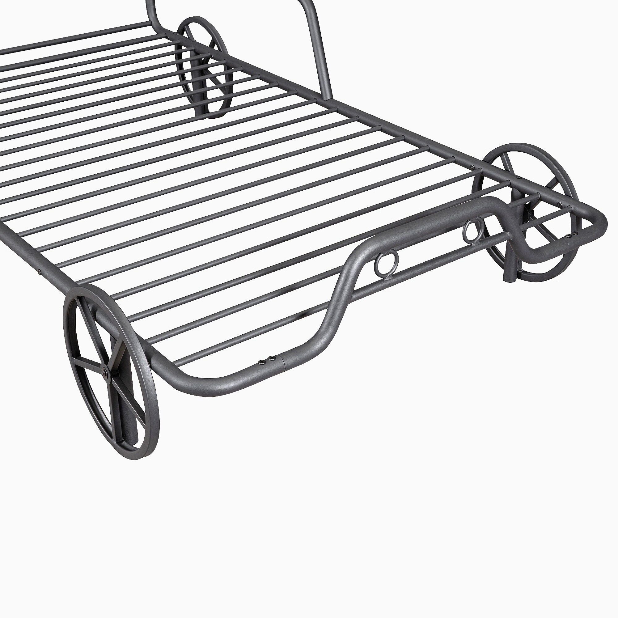 Twin Size Metal Car Bed with Four Wheels, Guardrails and X-Shaped Frame Shelf - Black