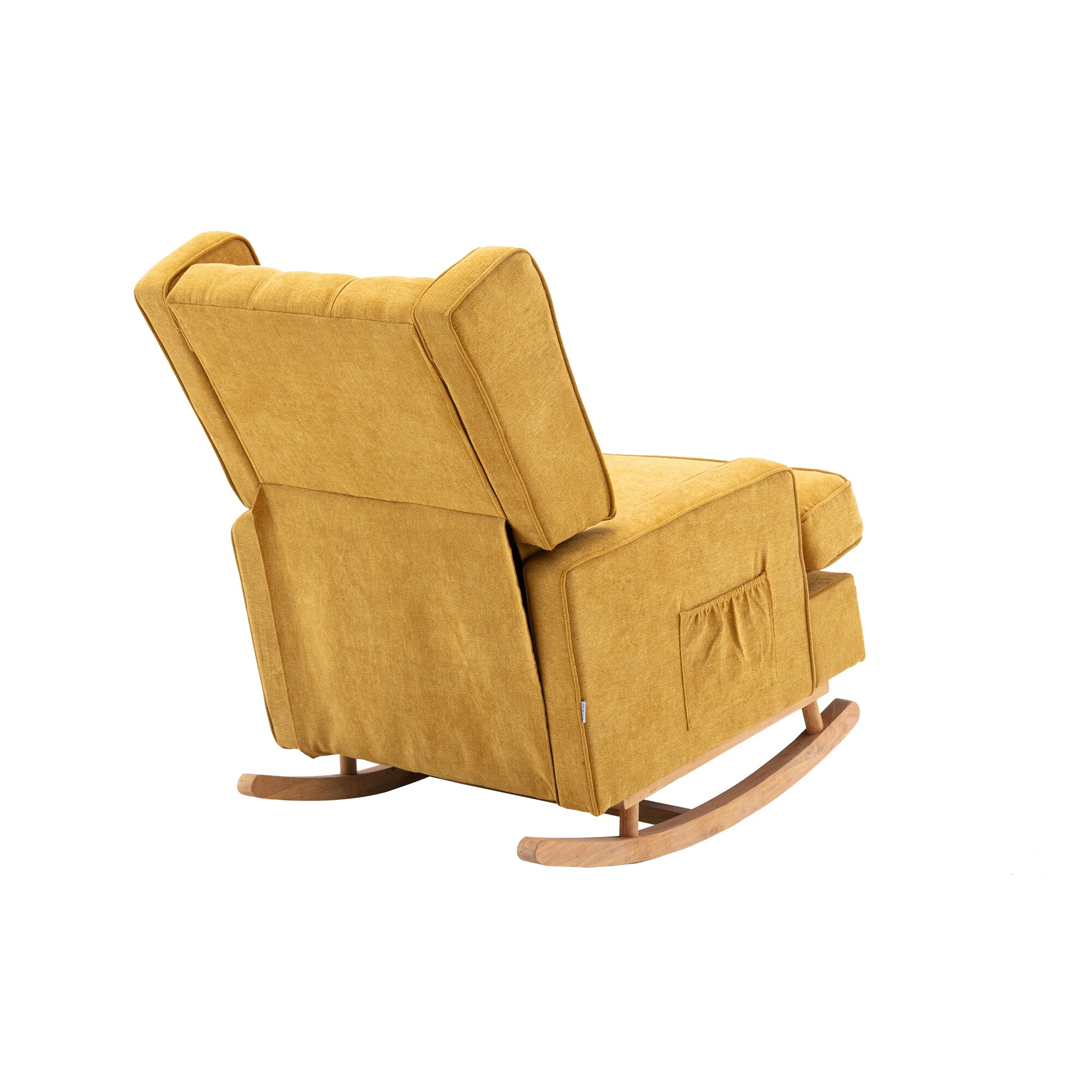 Comfortable Rocking Chair with High Backrest and Cozy Armrest, Mustard