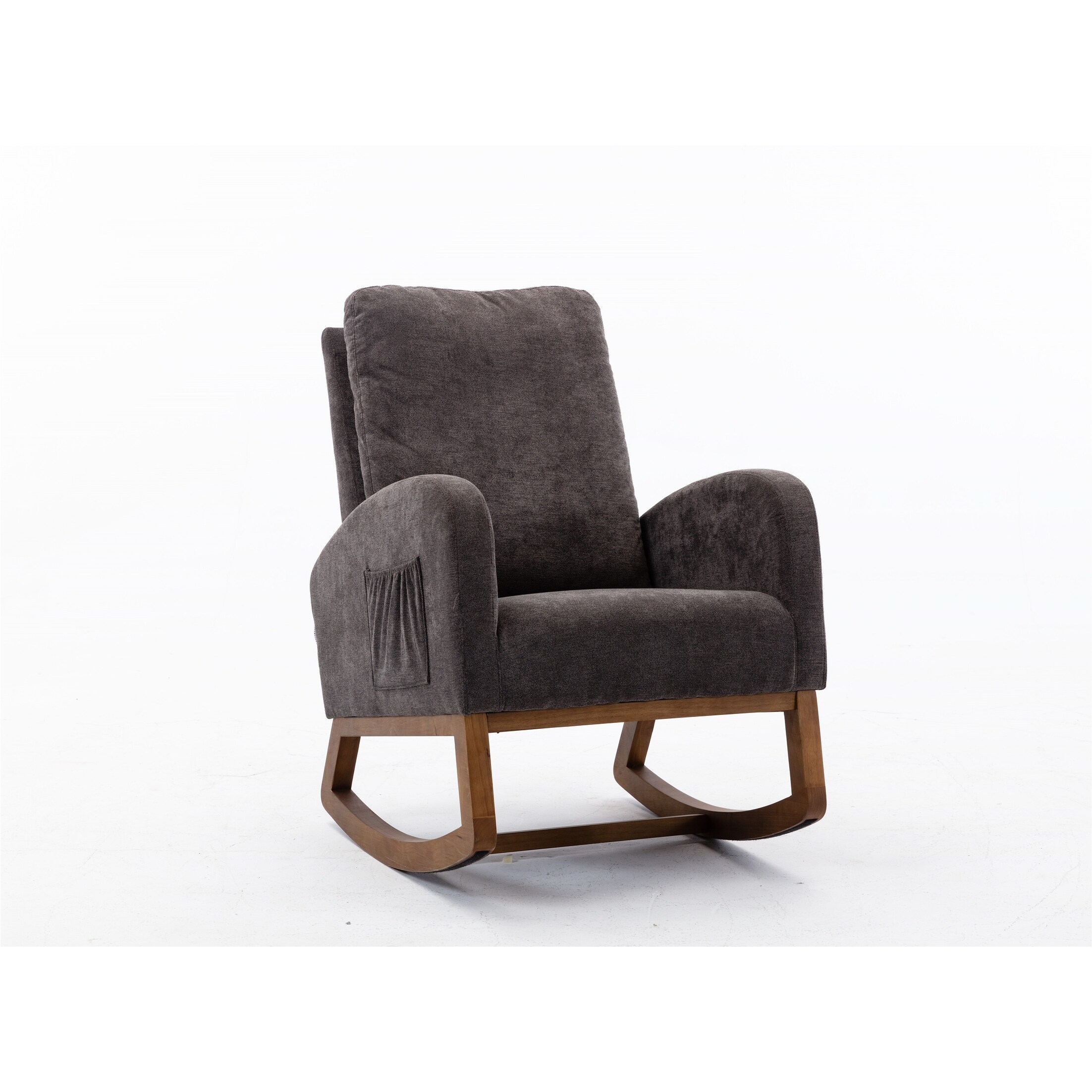 Mid-Century Modern Comfortable Rocking Chair, Dark Gray