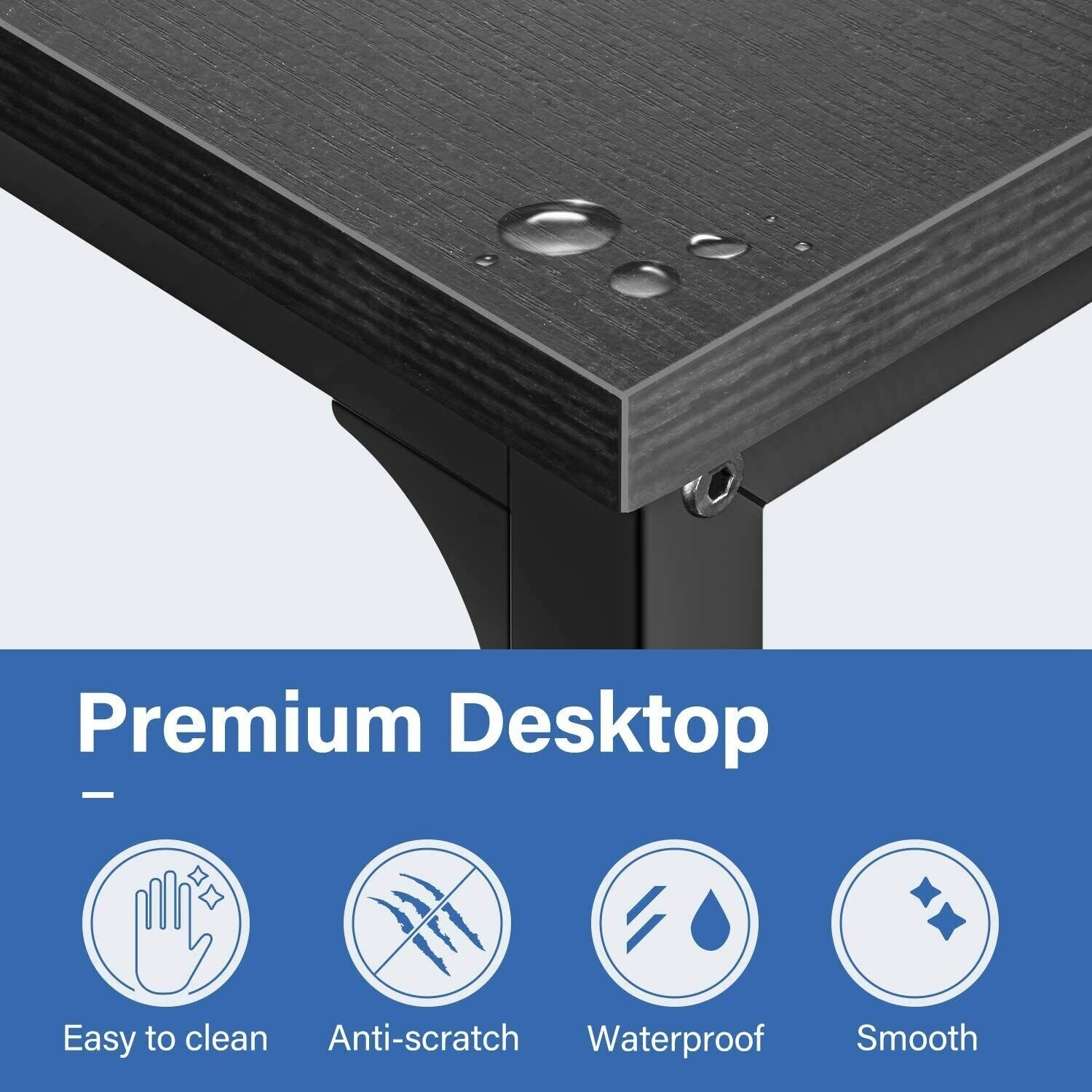 Modern Computer Desk for Home Office, Writing, Gaming, Durable and Multifunctional, Black