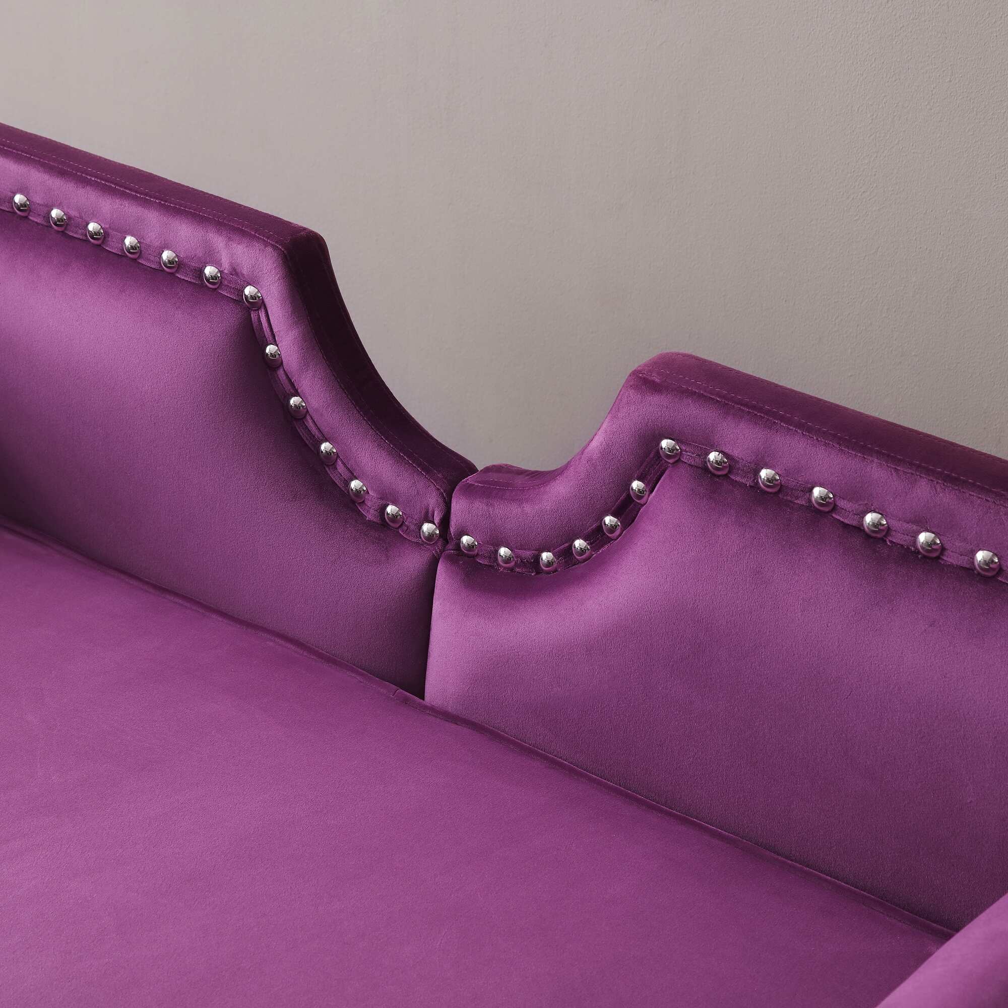 66" Width Velvet Loveseat Sofa, Upholstered Sofa for Bedroom, Living Room, Roll Arms Sofa with 2 Bolster Pillows