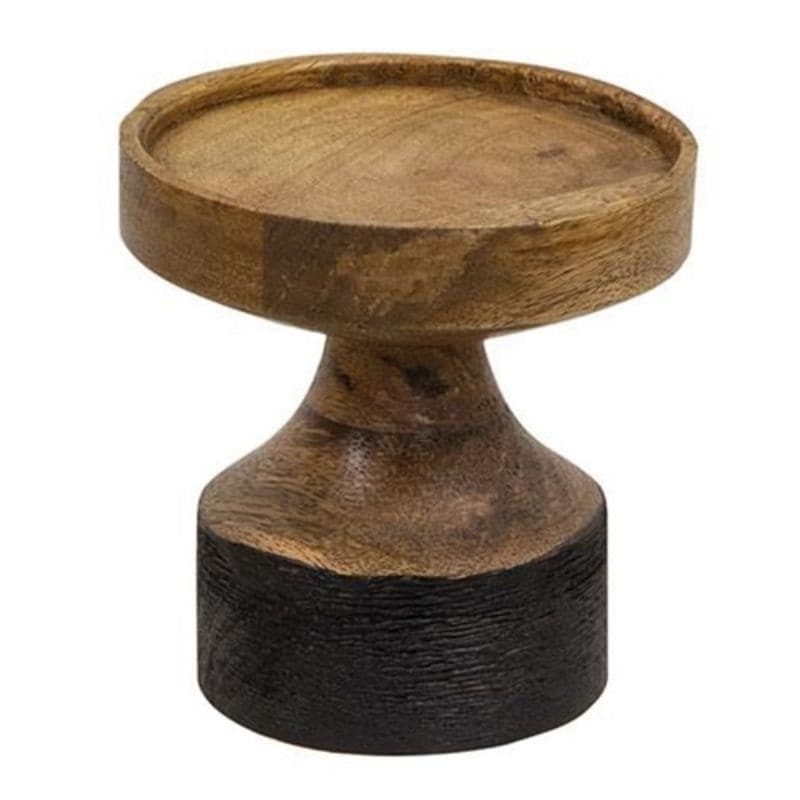 Black & Wood Pillar Candle Holder 4.25" - Height - 5.25 in. Width - 4.25 in.