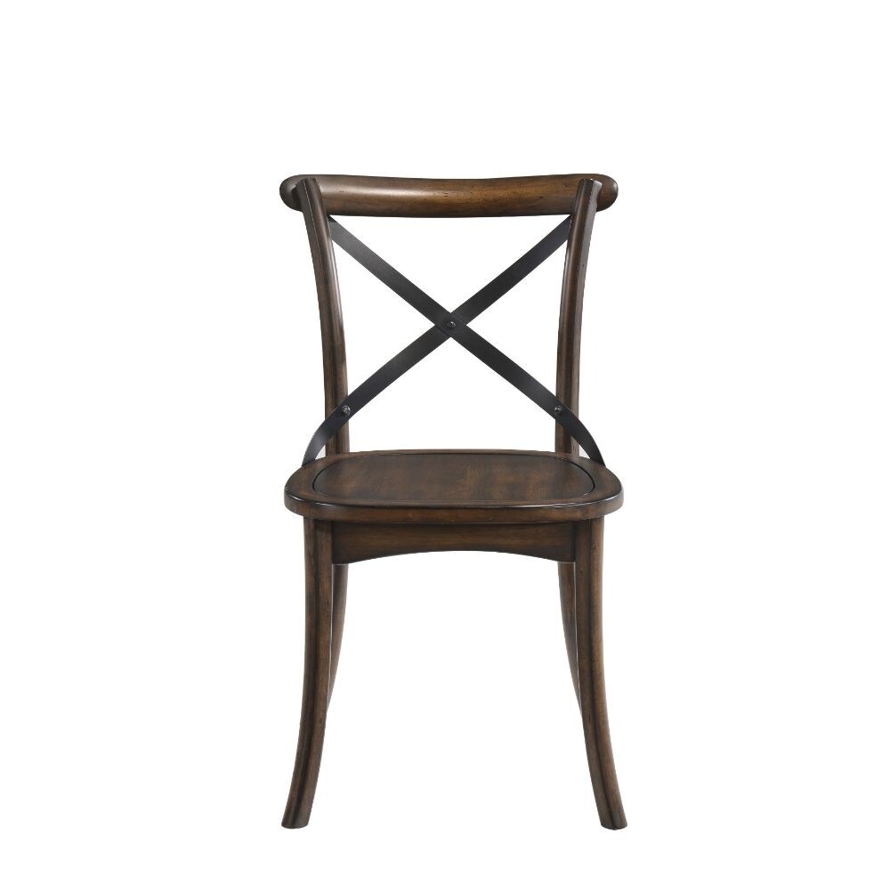 Kaelyn Side Chair (Set-2)Wooden Backrest with "X" Metal /Wooden Flared Legs,for Dining Room Living Room Bedroom
