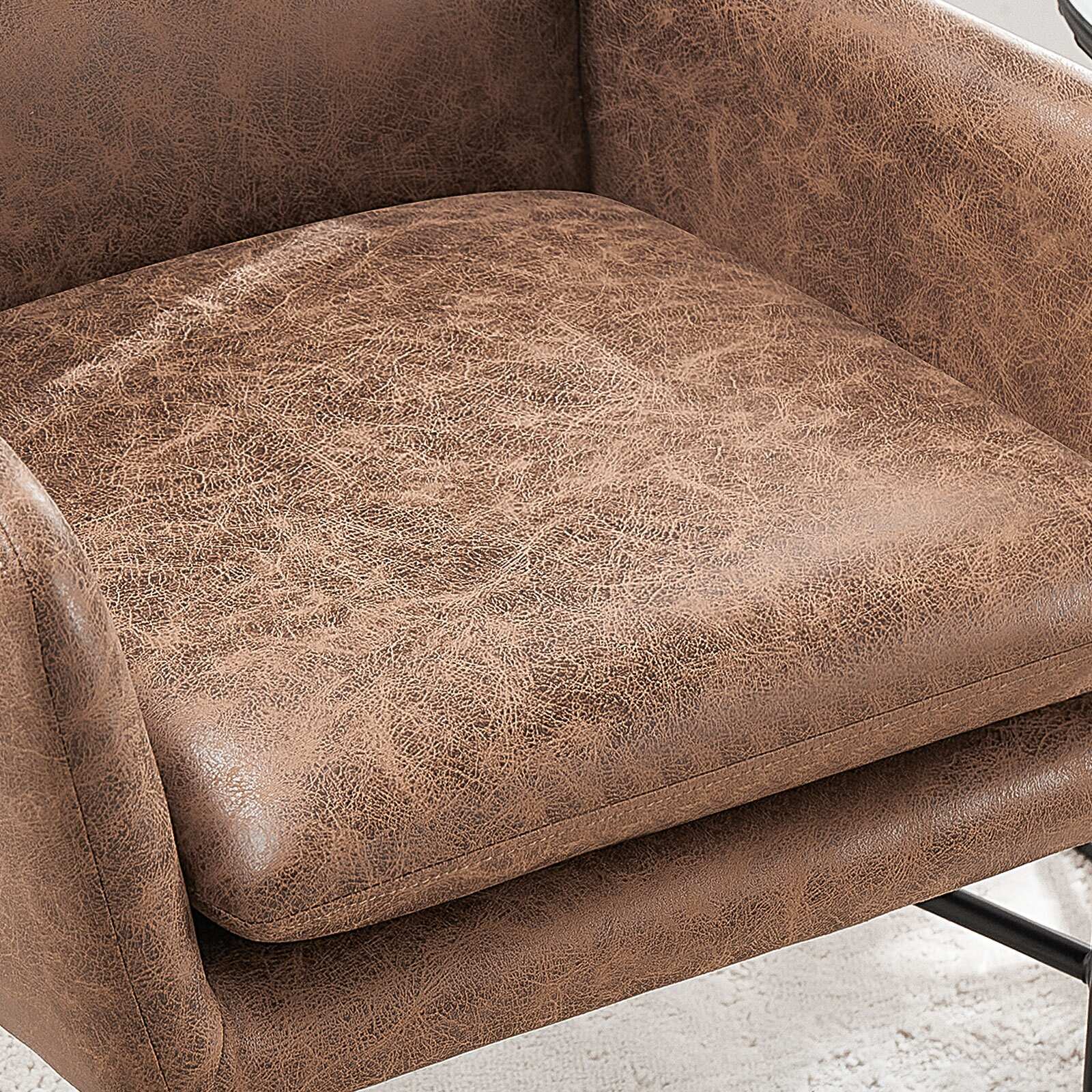 Modern Velvet Upholstered Accent Chair with Armrest & Button Tufted High Back