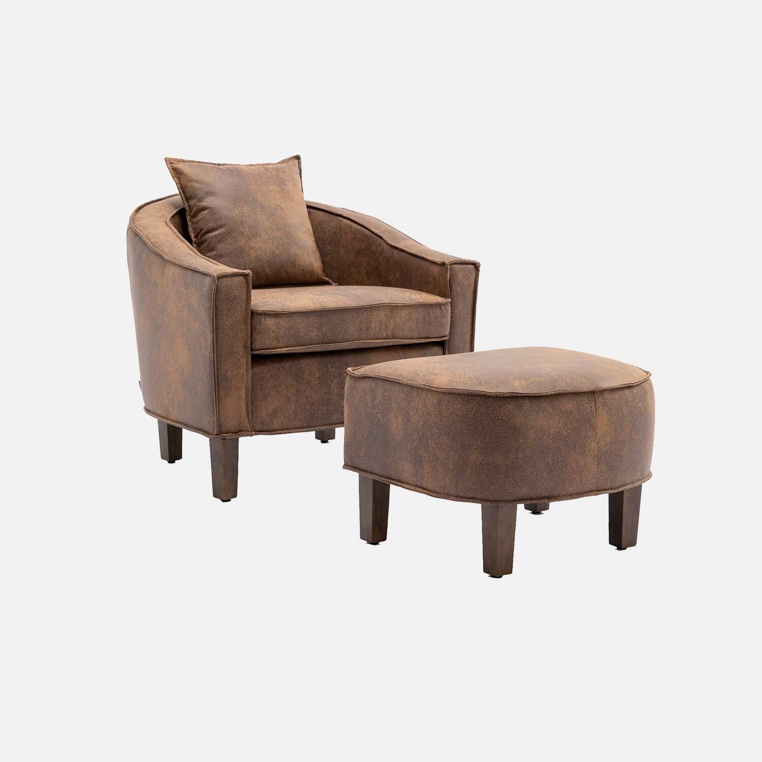 Microsuede Accent Chair with Ottoman