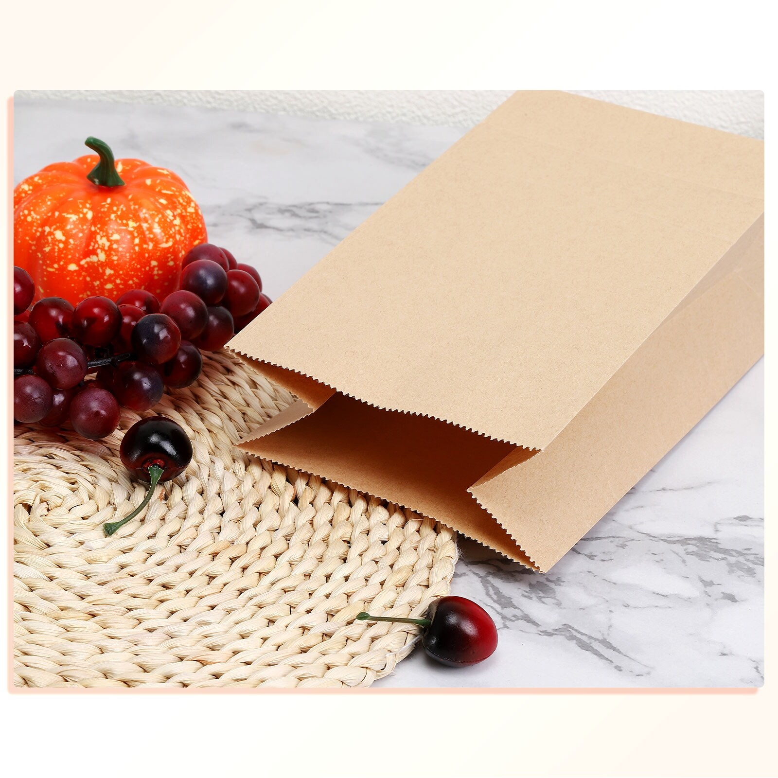 Paper Bags Brown Paper Grocery Bag 1lb 3.5x2.2x7.1 inch 70g, Pack of 50