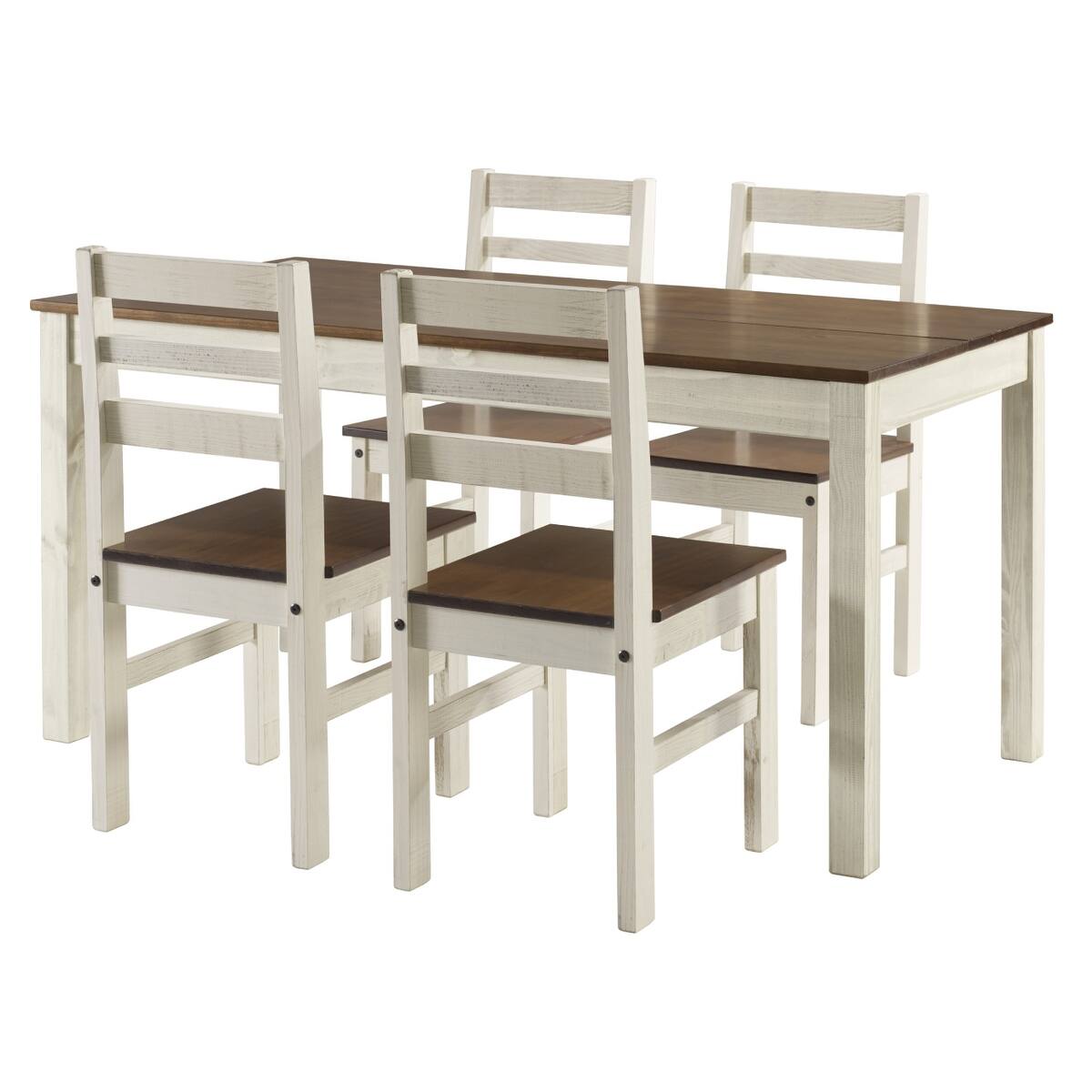 OS Home and Office Furniture Model CADBTB6 Cottage Series Dining Table in Distressed White(Chairs Sold Separately) - White