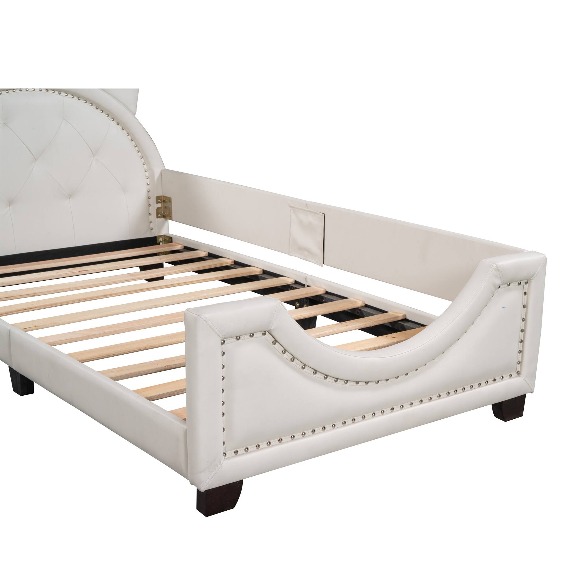 Twin Size Upholstered Daybed with Carton Ears Headboard, Rabbit-Shaped Cute Platform Bed Frame with Button for Boys Girls