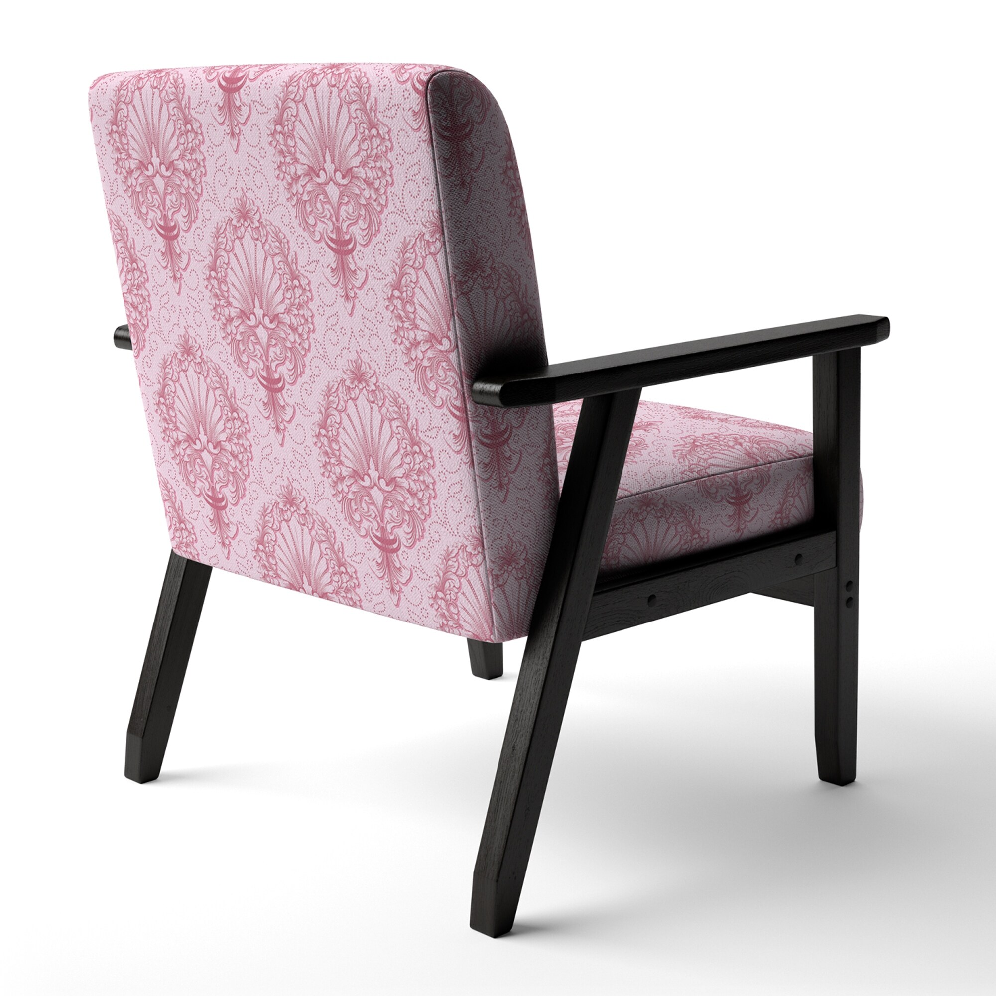 Designart "Pink Damask" Upholstered Patterned Accent Chair and Arm Chair