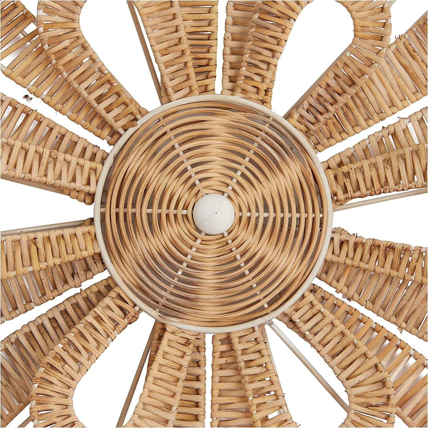 Natural Finish Hand Wrapped Rattan Flower Bloom Wall Decor