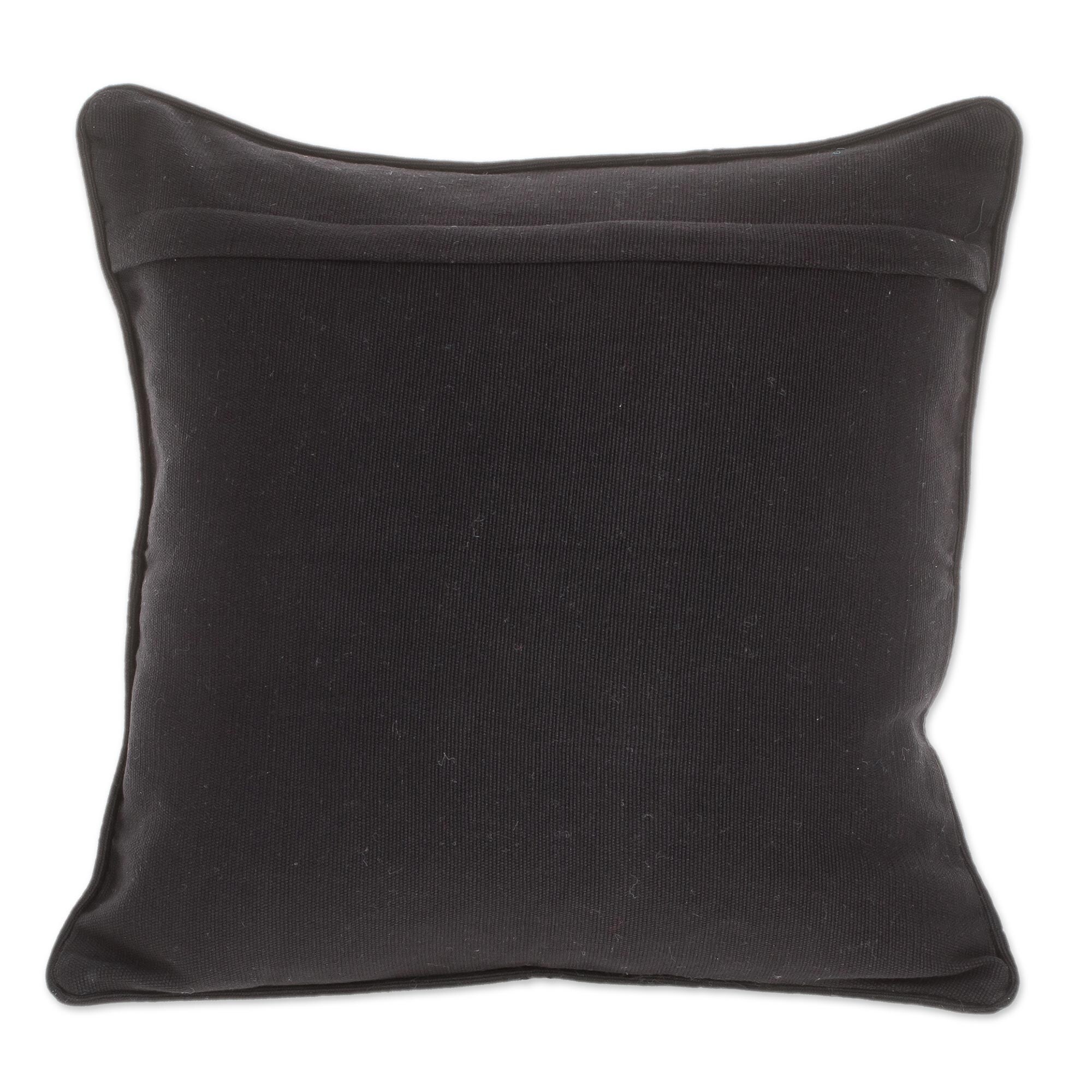 Novica Handmade Dove Grey Rhombi Cotton Cushion Cover