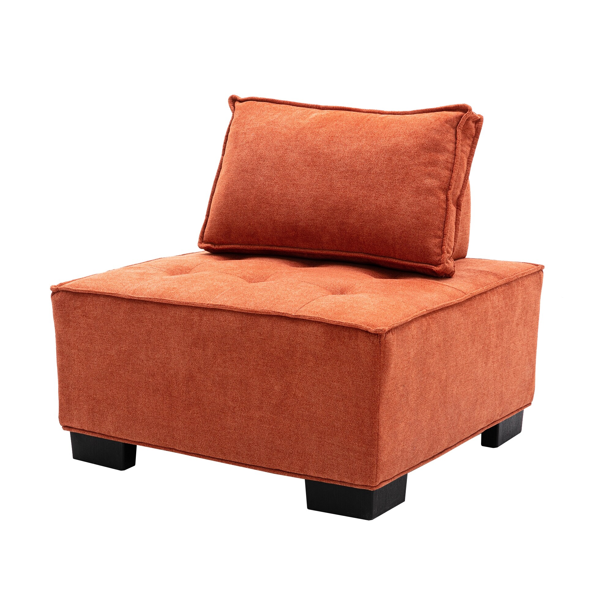 30.41" W Polyester Fabric Upholstered Barral Chair with Pillow Back, Ottoman with Thick Foam Padded and Curved Edges Design