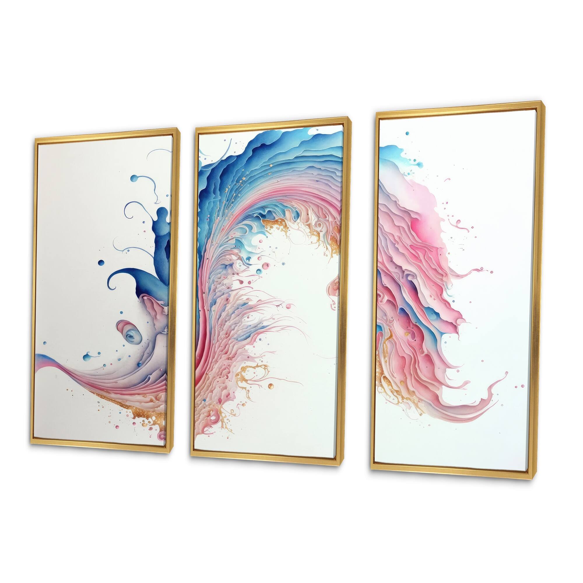 Designart "Multi-Color Paint Swirl II" Modern Spiral Framed Canvas Art Print - 3 Panels