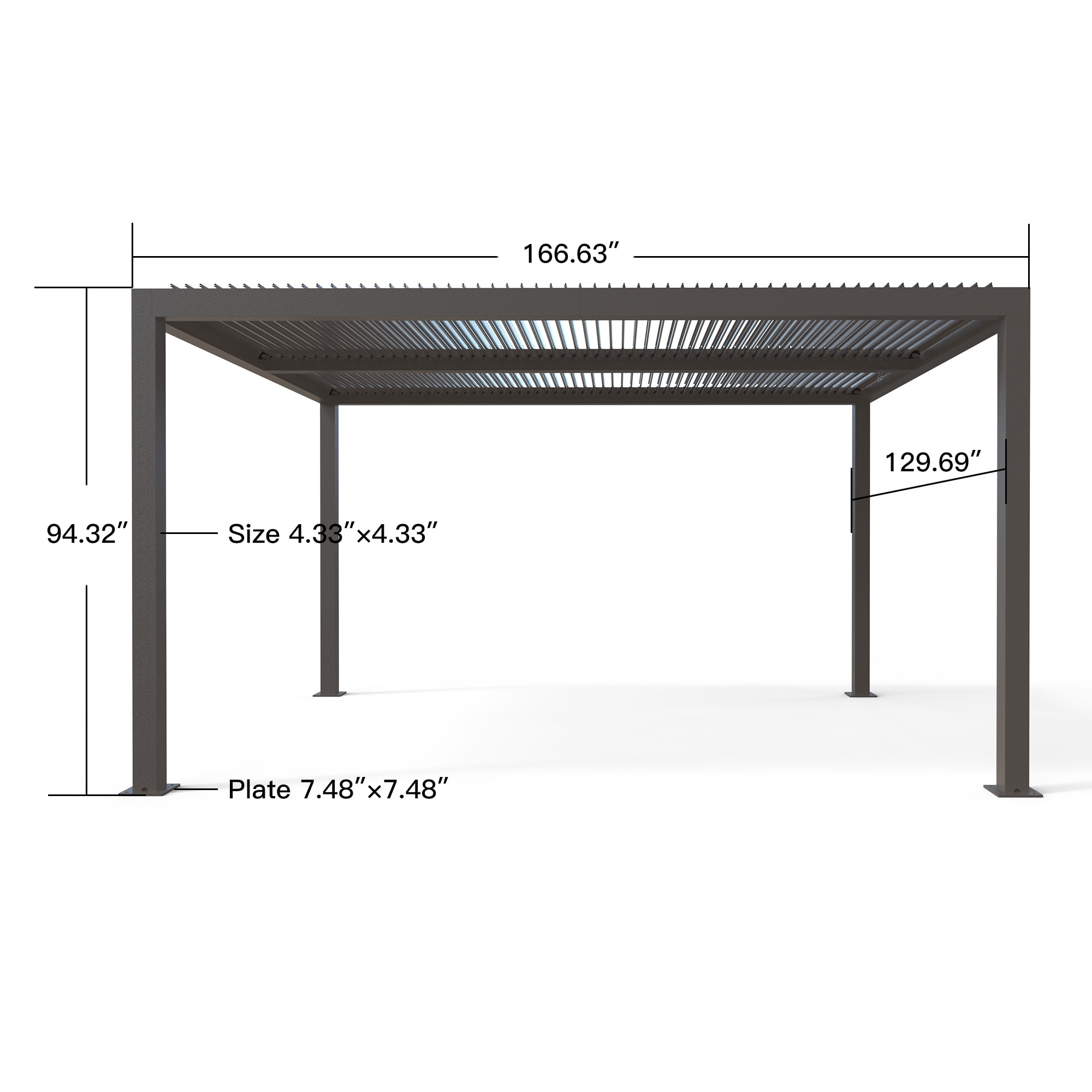 PURPLE LEAF Patio Louvered Pergola 11' × 13' Sun Shade Retractable Canopy Aluminum with Adjustable Roof for Hot Tub