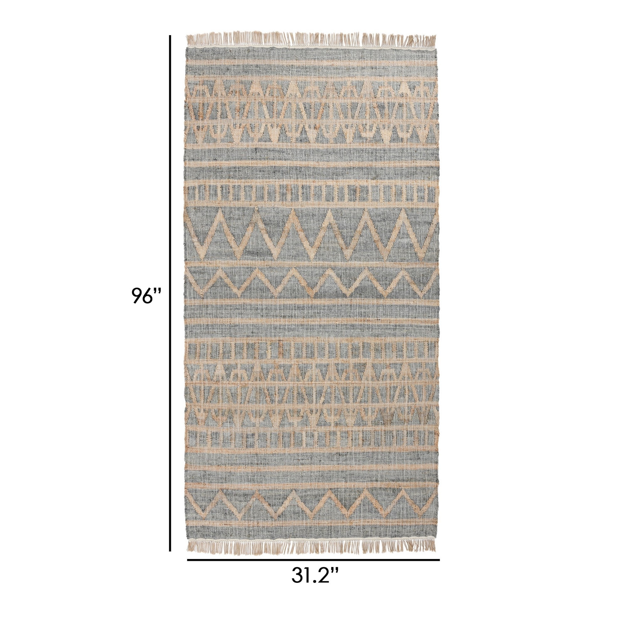 Myra 3 x 8 Area Rug, Soft Handwoven Moroccan Pattern, Brown and Blue Jute - 9'3" x 12'3"