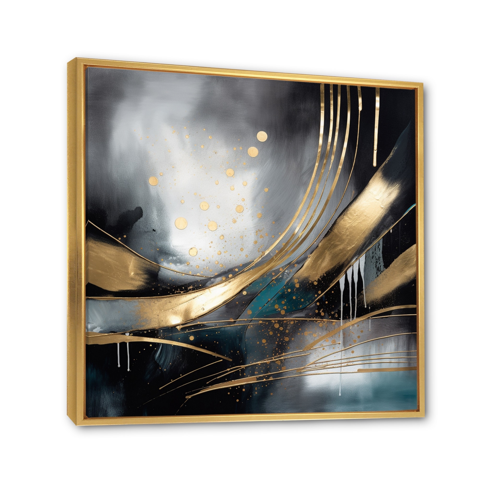 Designart "Shapes And Lines Abstract Marble Ii" Abstract Marble Framed Canvas Print
