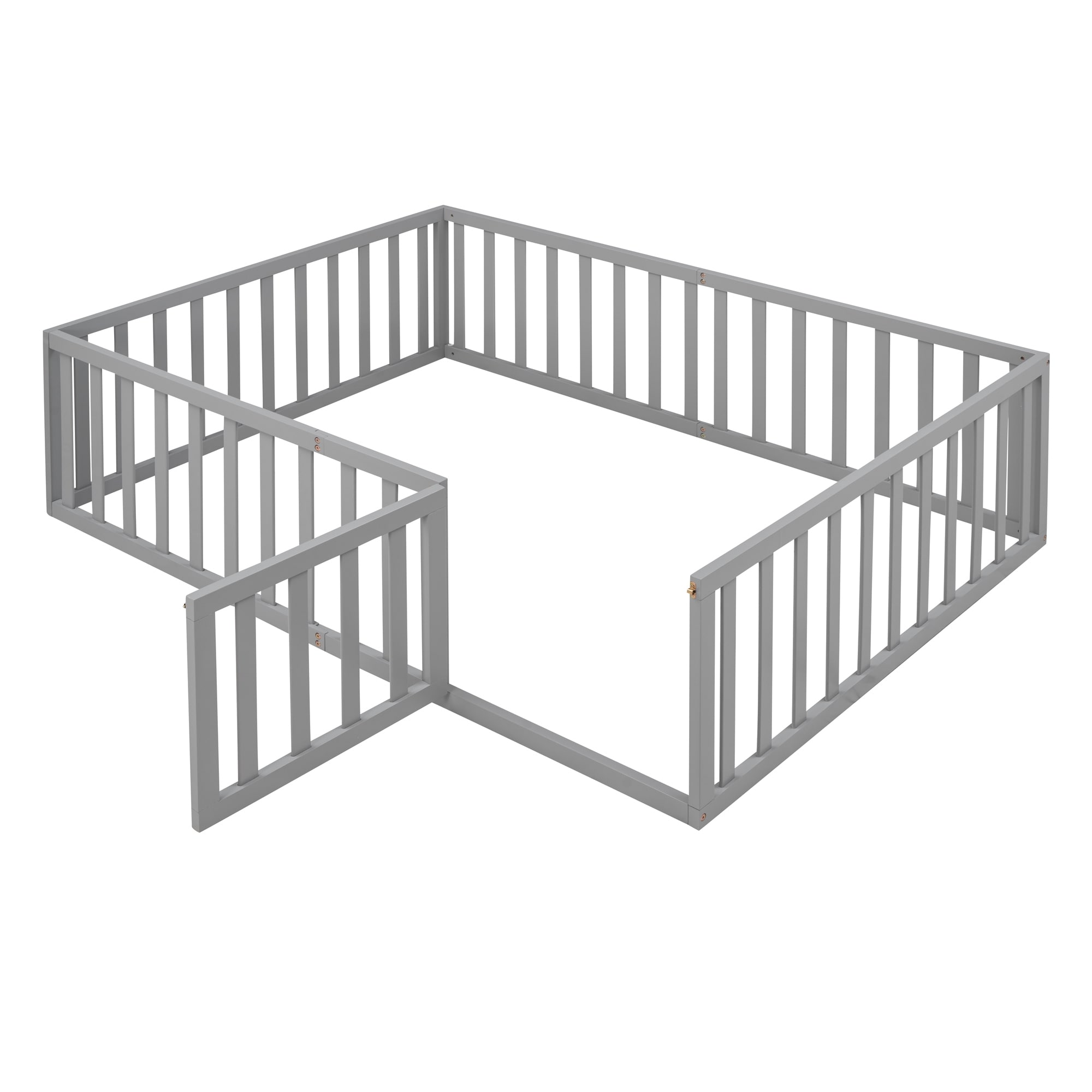Gray Wood Full Size Daybed Frame: Fence, Artistic Design, Floor Bed