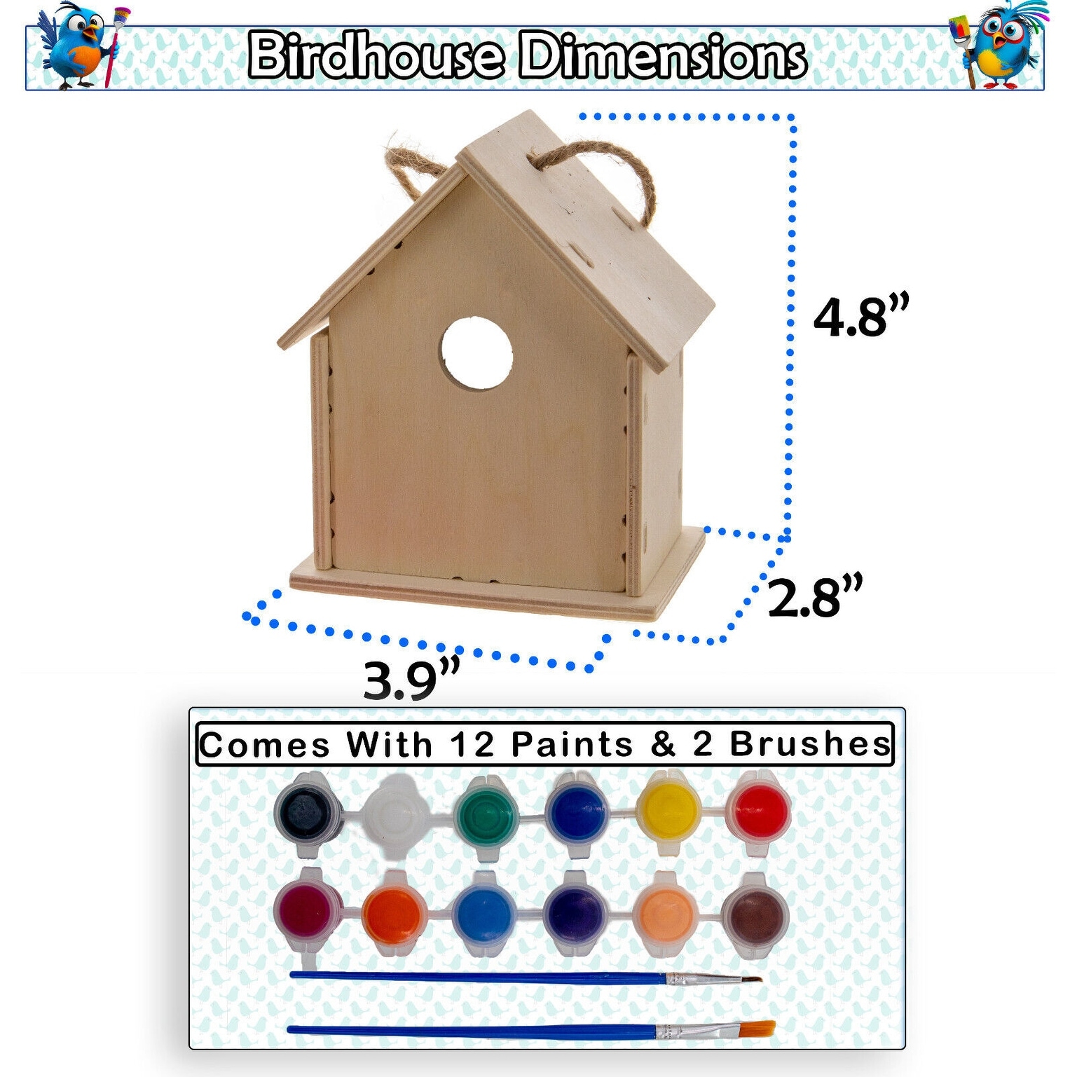 DIY Birdhouse Homemade Wooden - Build Your Own Bird House w/ Easy Painting Kit